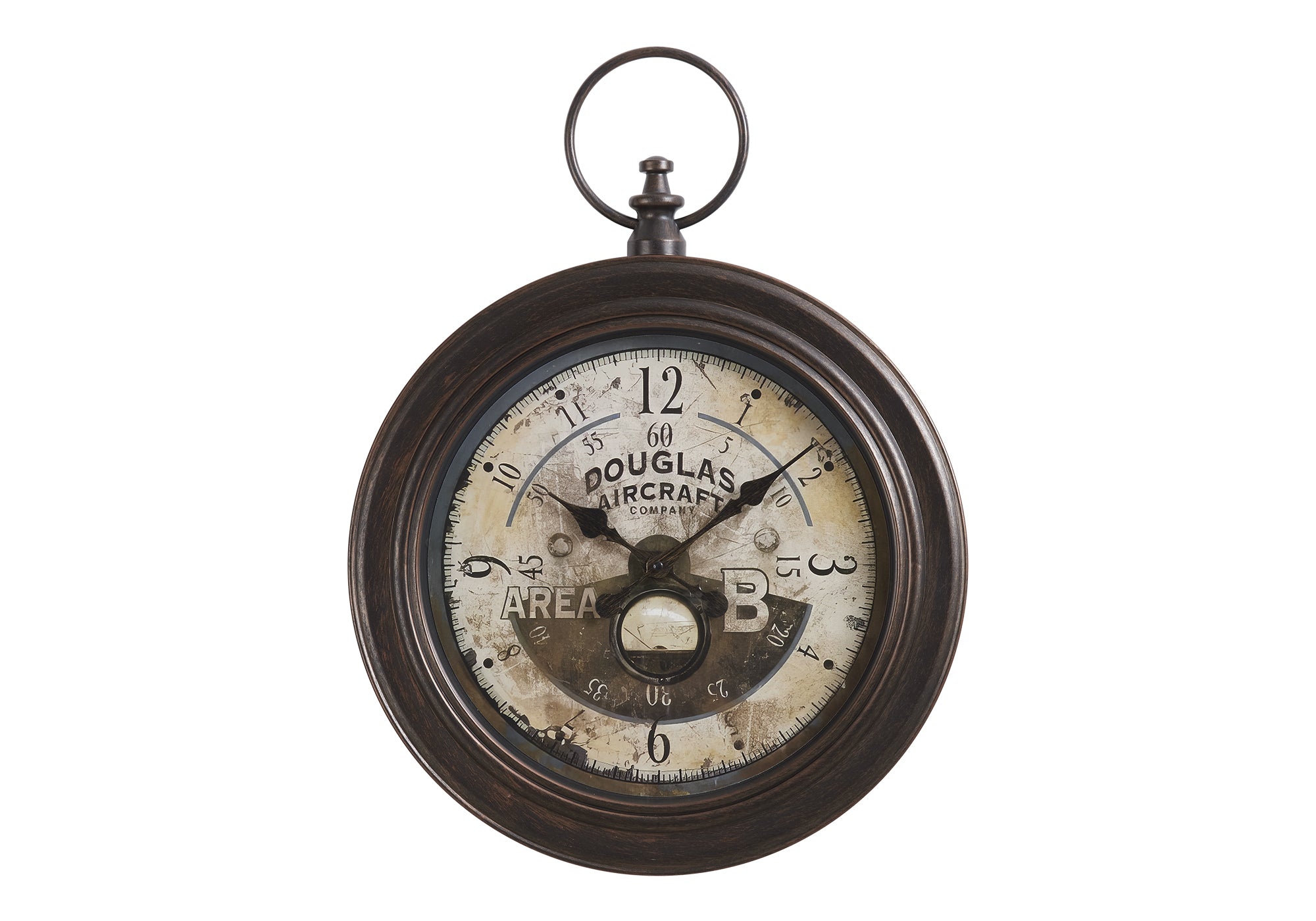 MN-639090    Clocks, 18" Round, Wall Clock, Antique Brown, Traditional