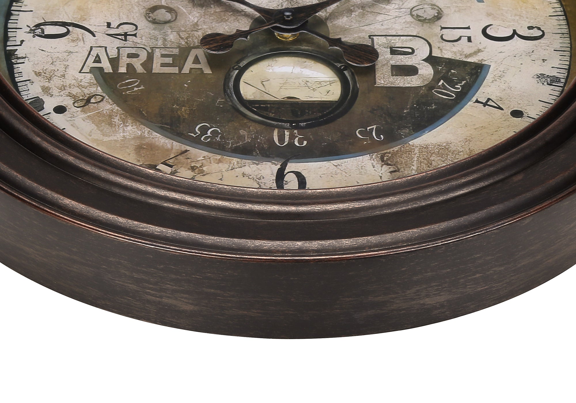 MN-639090    Clocks, 18" Round, Wall Clock, Antique Brown, Traditional