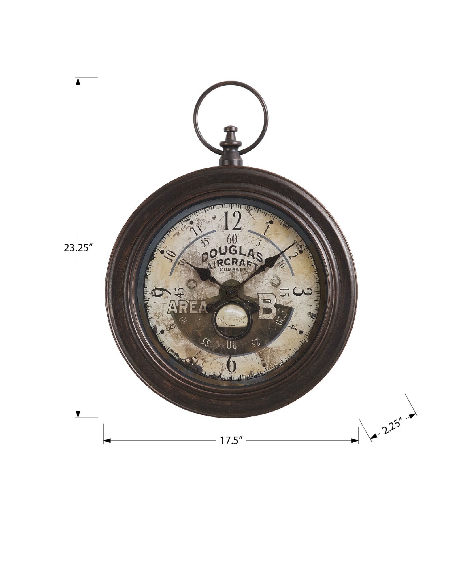MN-639090    Clocks, 18" Round, Wall Clock, Antique Brown, Traditional