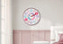 MN-X469102    Clocks, 18" Round, Juvenile, Wall Clock, Multi-colored Face, Pink Frame, Contemporary, Modern