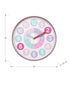 MN-X469102    Clocks, 18" Round, Juvenile, Wall Clock, Multi-colored Face, Pink Frame, Contemporary, Modern