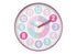 MN-X469102    Clocks, 18" Round, Juvenile, Wall Clock, Multi-colored Face, Pink Frame, Contemporary, Modern