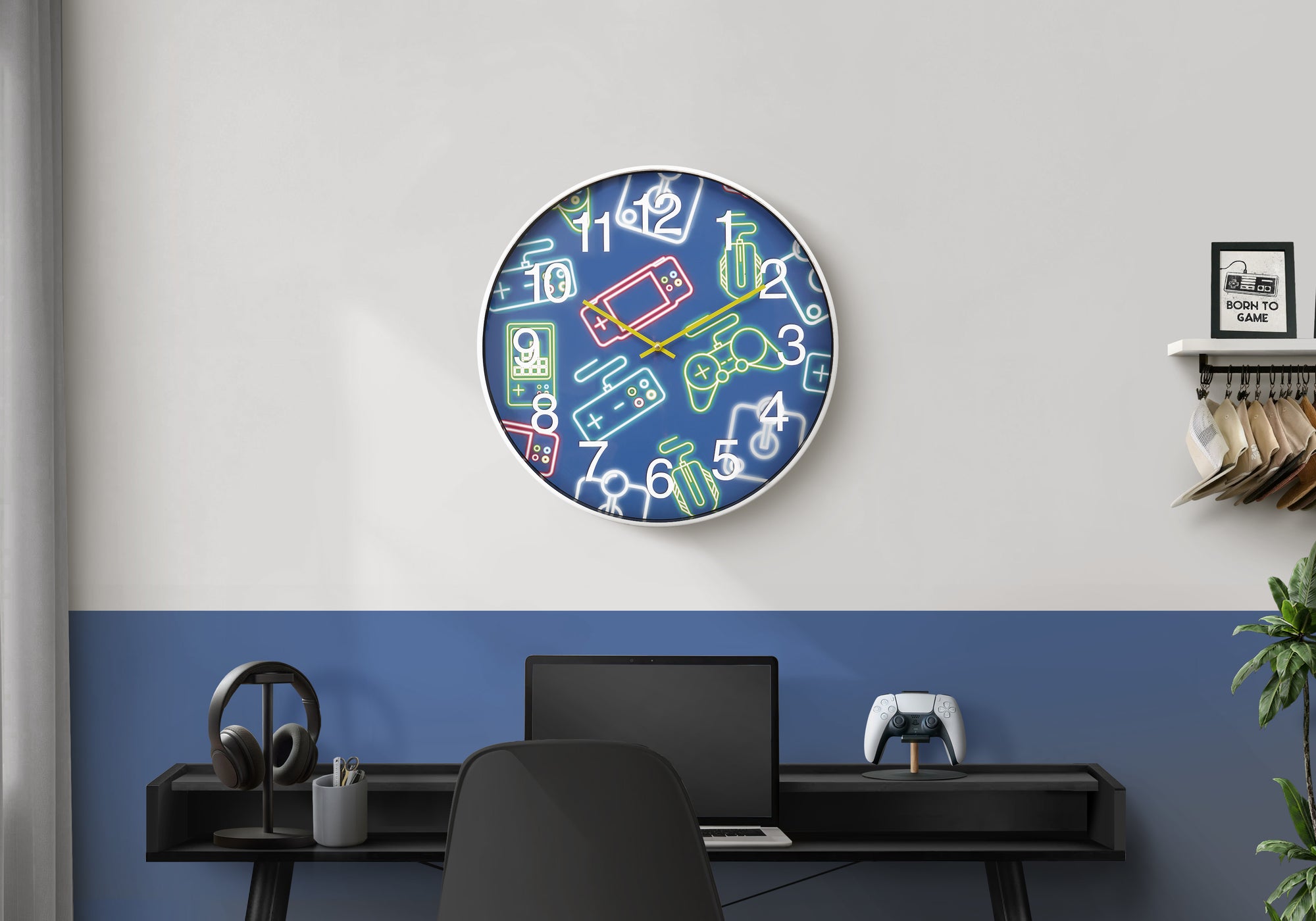 MN-X469104    Clocks, 18" Round, Juvenile, Wall Clock, Multi-colored Face, White Frame, Contemporary, Modern