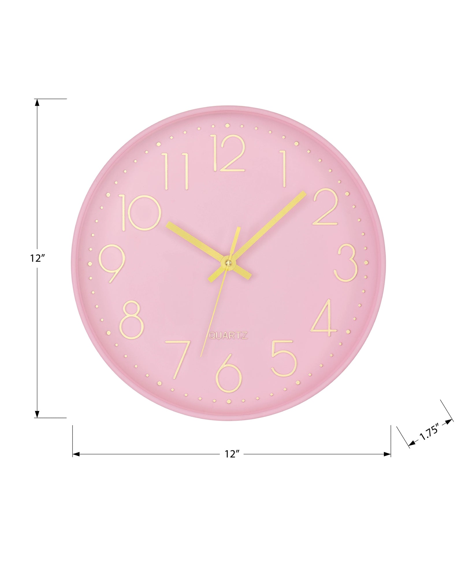 MN-489108    Clocks, 12" Round, Wall Clock, Pink Face, Pink Frame, Contemporary, Modern