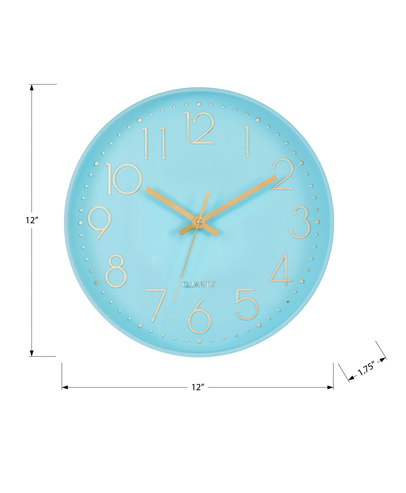 MN-499109    Clocks, 12" Round, Wall Clock, Blue Face, Blue Frame, Contemporary, Modern