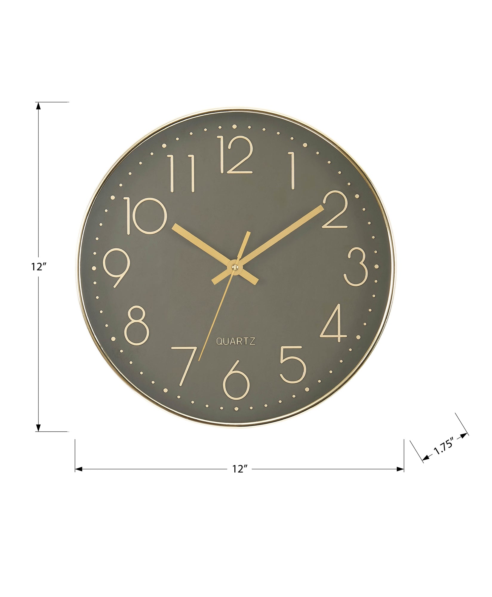 MN-509110    Clocks, 12" Round, Wall Clock, Dark Bronze Face, Gold Frame, Contemporary, Modern