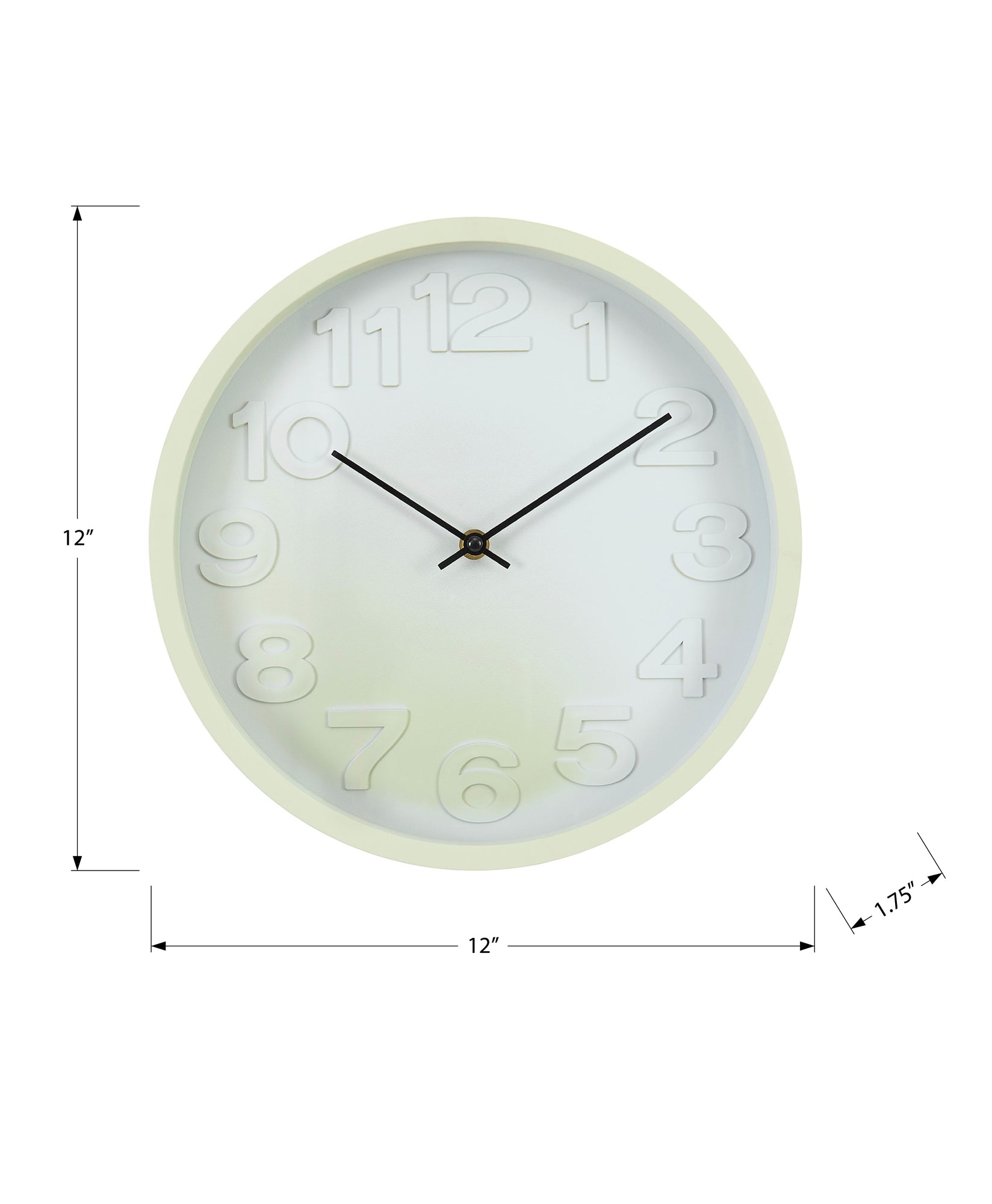 MN-579117    Clocks, 12" Round, Juvenile, Wall Clock, Light Green Face, Green Frame, Contemporary, Modern