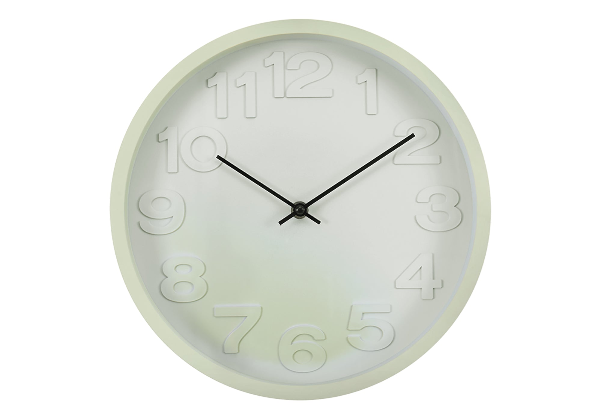MN-579117    Clocks, 12" Round, Juvenile, Wall Clock, Light Green Face, Green Frame, Contemporary, Modern