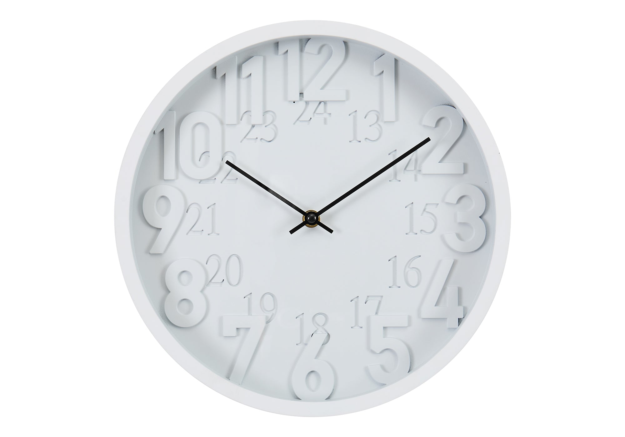 MN-T599118    Clocks, 12" Round, Wall Clock, Juvenile, White Face, White Frame, Contemporary, Modern