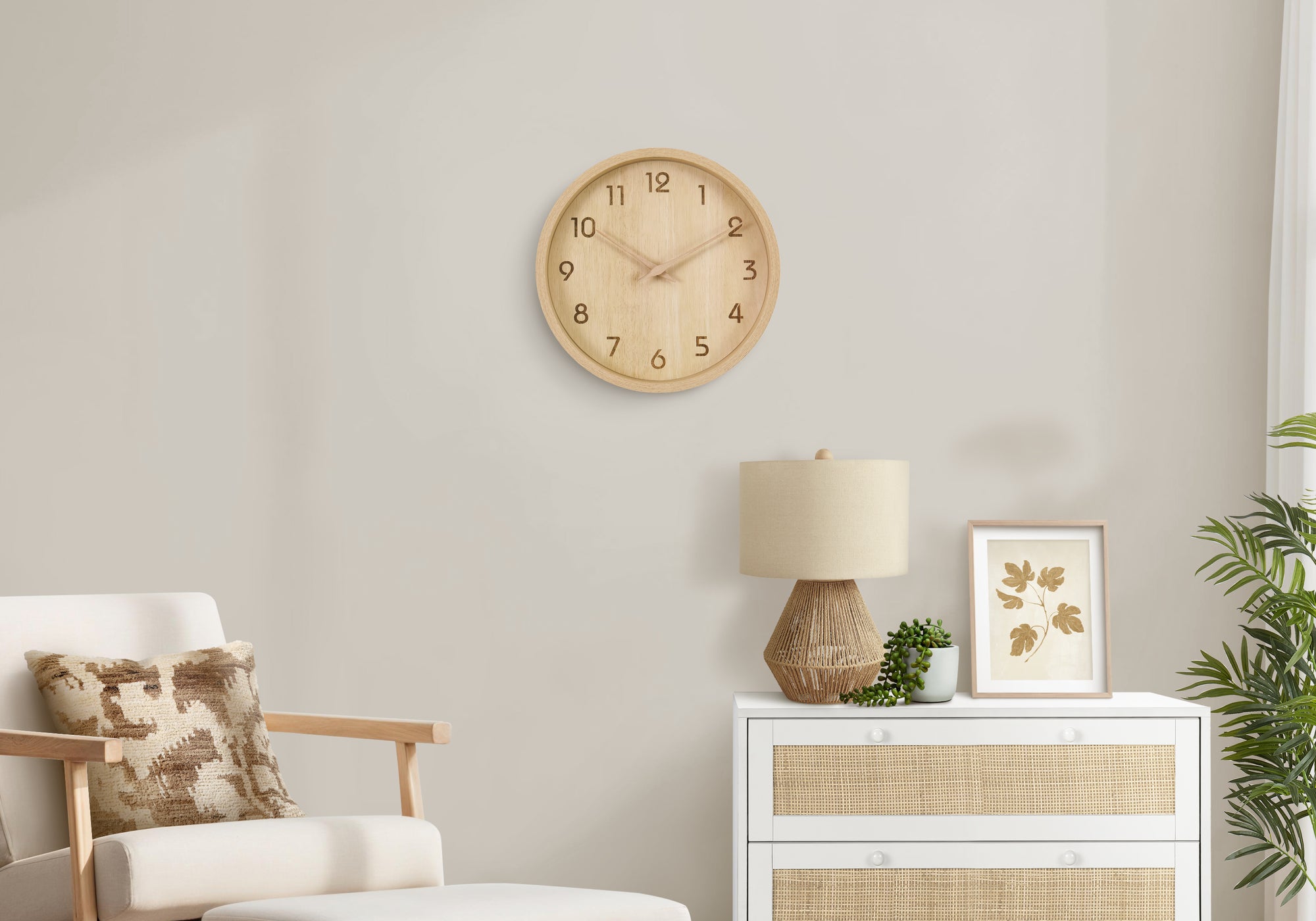 MN-609120    Clocks, 12" Round, Juvenile, Wall Clock, Natural Face, Natural Frame, Contemporary, Modern