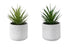 MN-O929362    Artificial Plant, Set Of 2, 9" Tall, Succulent, White Cement Pots, Contemporary, Modern
