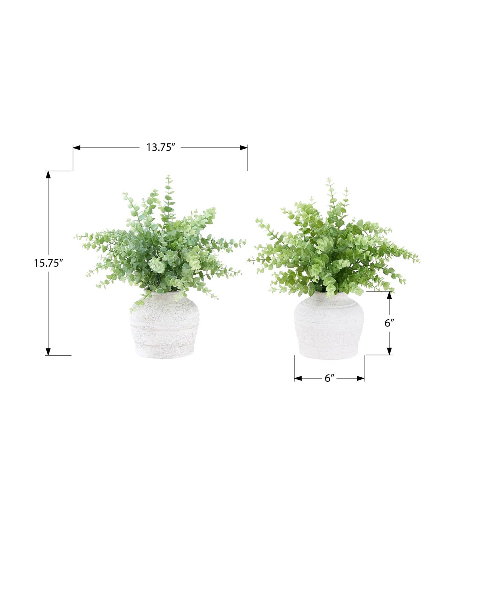 MN-G989368    Artificial Plant, Set Of 2, 16" Tall, Eucalyptus Grass, Table, White Pots, Contemporary, Modern