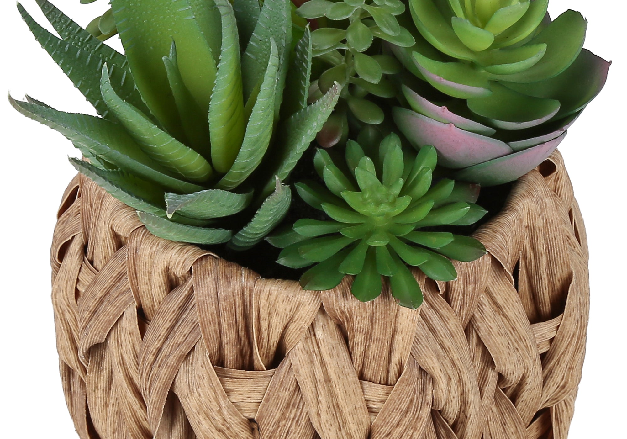 MN-F999369    Artificial Plant, Set Of 2, 9" Tall, Succulent, Table, Brown Woven Basket, Contemporary, Modern