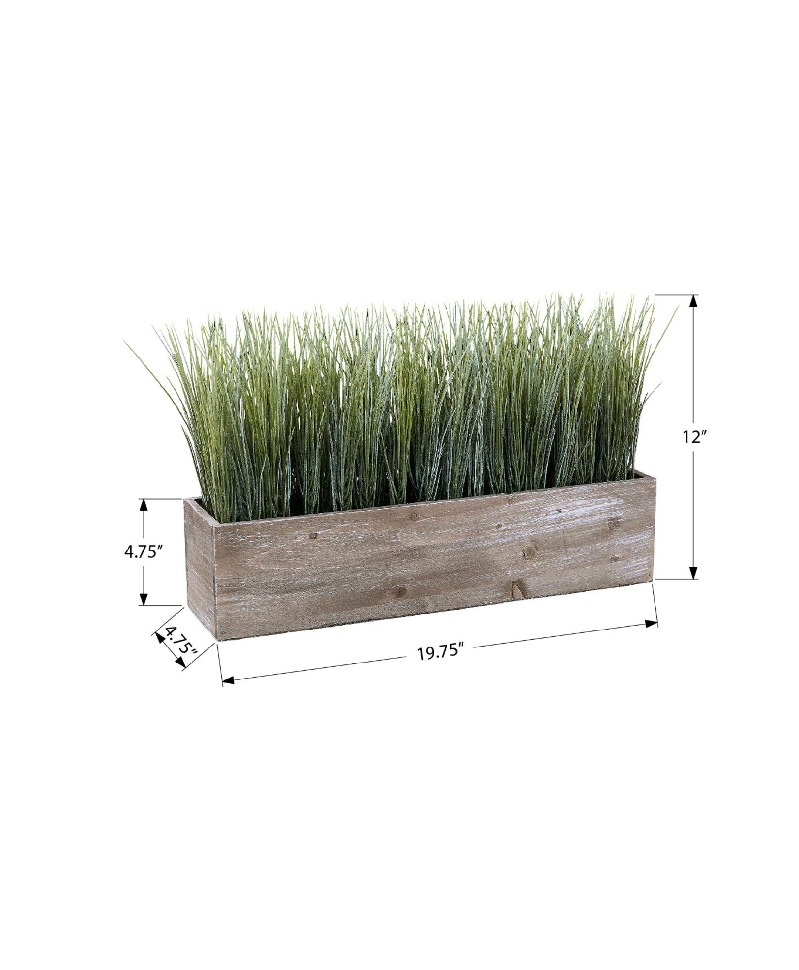 MN-B149374    Artificial Plant, 12" Tall, Grass, Table, Brown Wood Pot, Contemporary, Modern