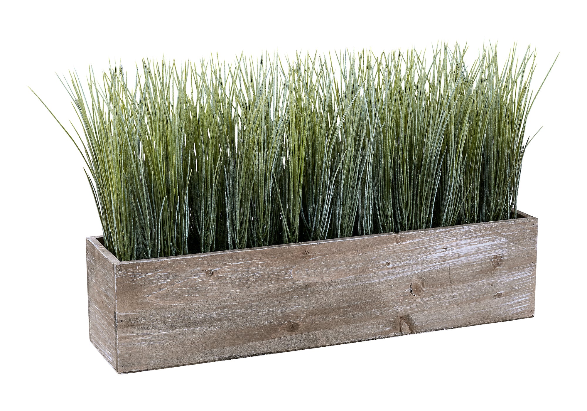 MN-B149374    Artificial Plant, 12" Tall, Grass, Table, Brown Wood Pot, Contemporary, Modern