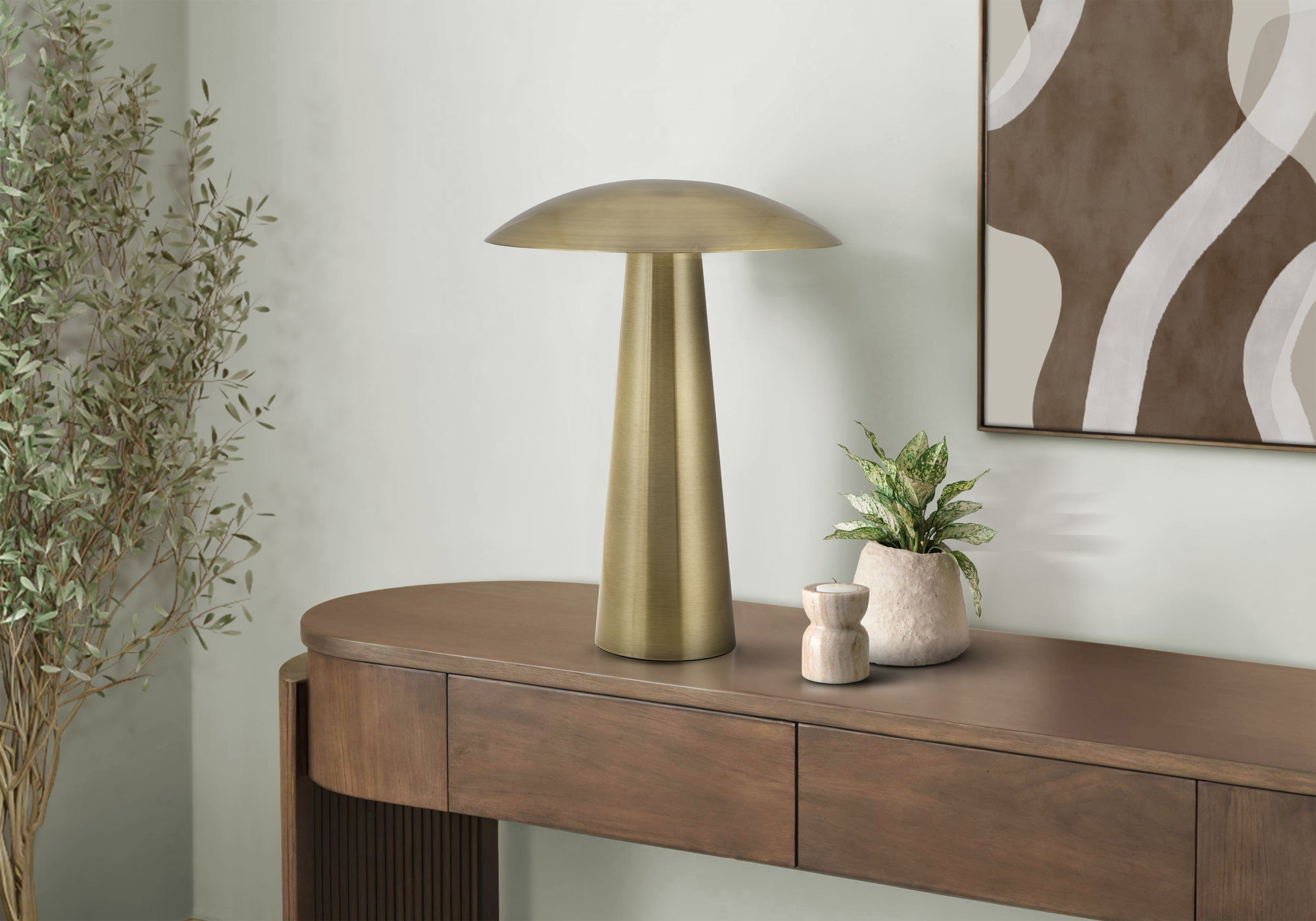 MN-559402    Lighting, 12"h, Led, Table Lamp, Gold Metal, Contemporary