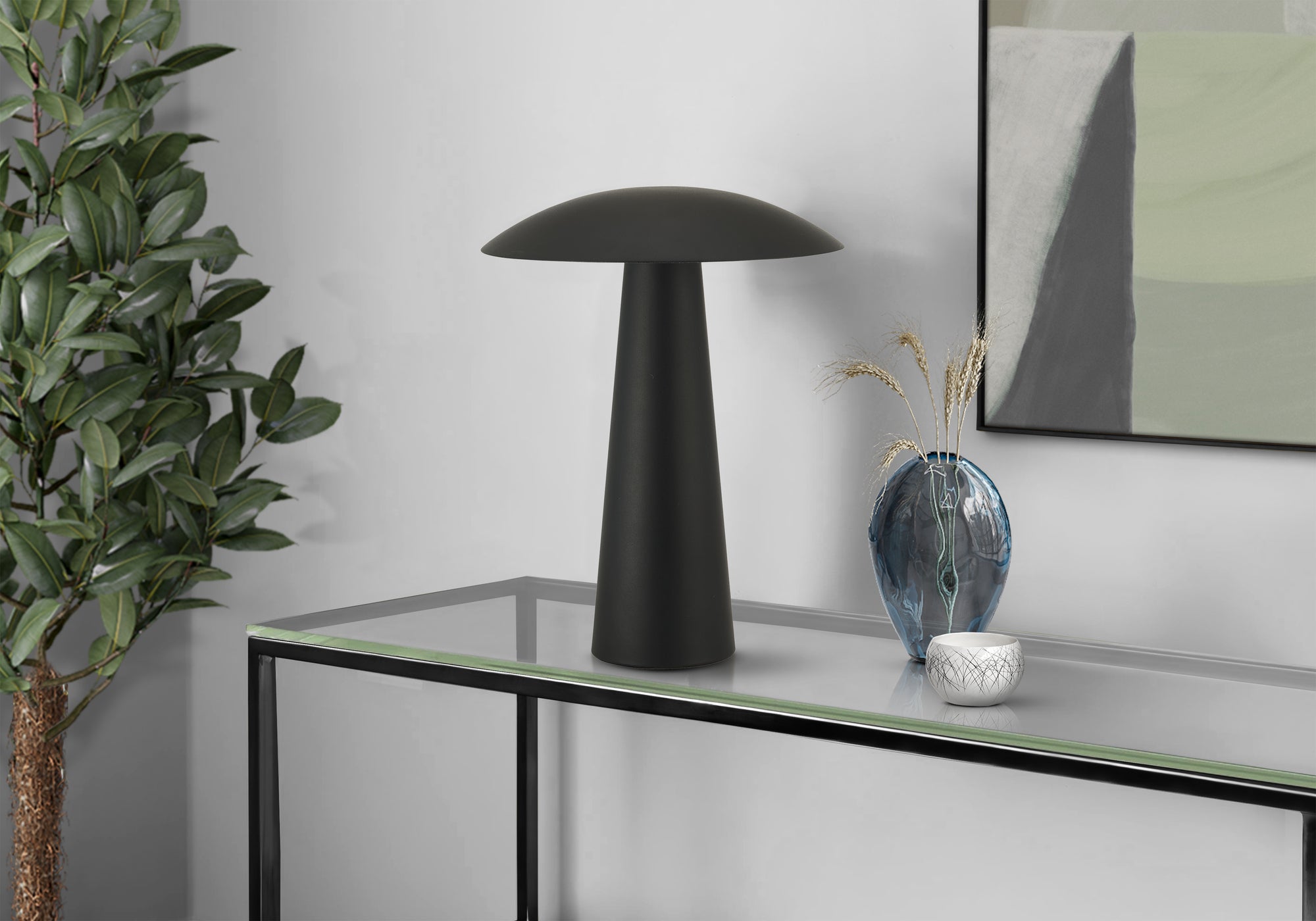 MN-569403    Lighting, 12"h, Led, Table Lamp, Black Metal, Contemporary