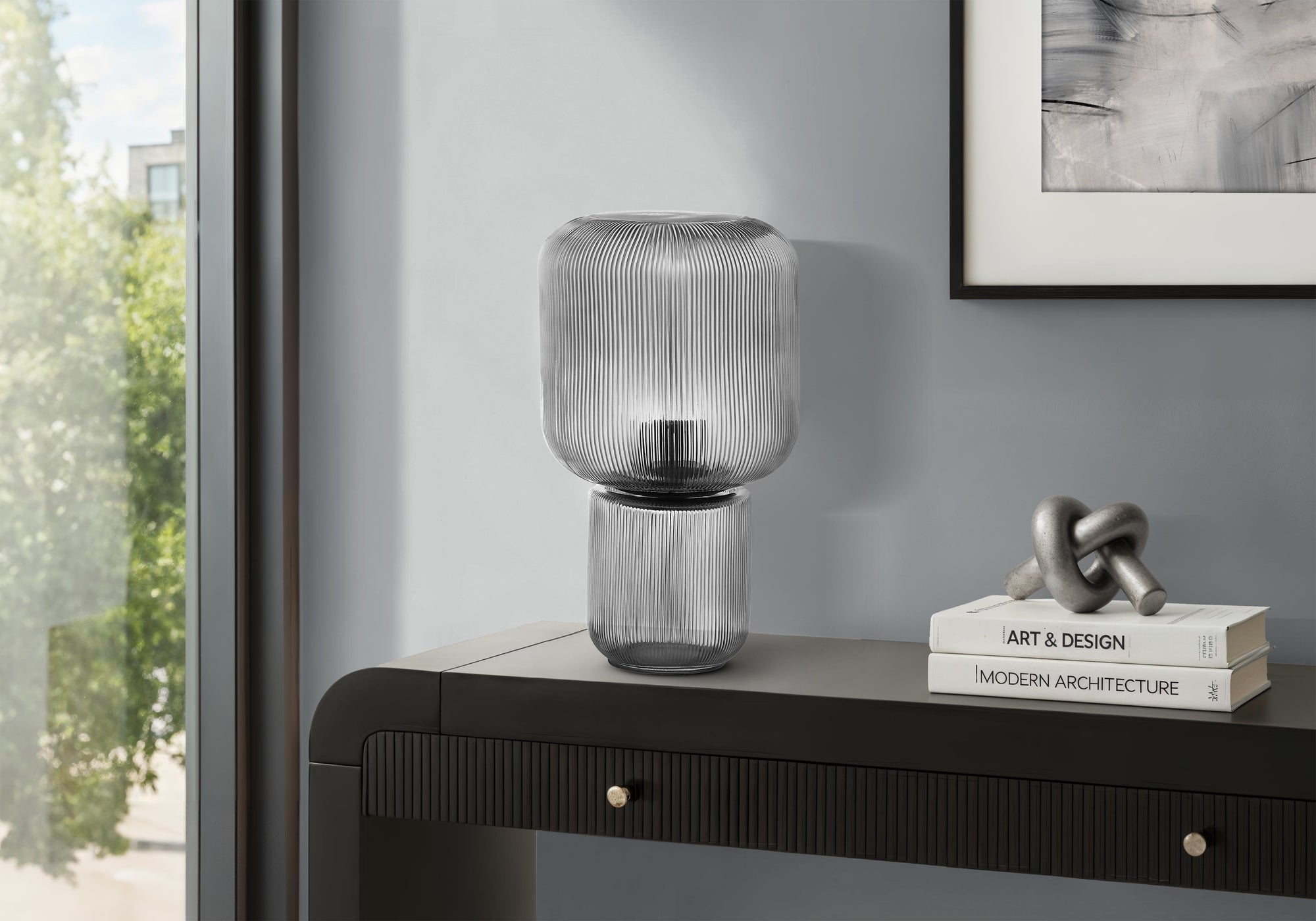MN-R639407    Lighting, 15"h, Table Lamp, Clear Glass, Contemporary
