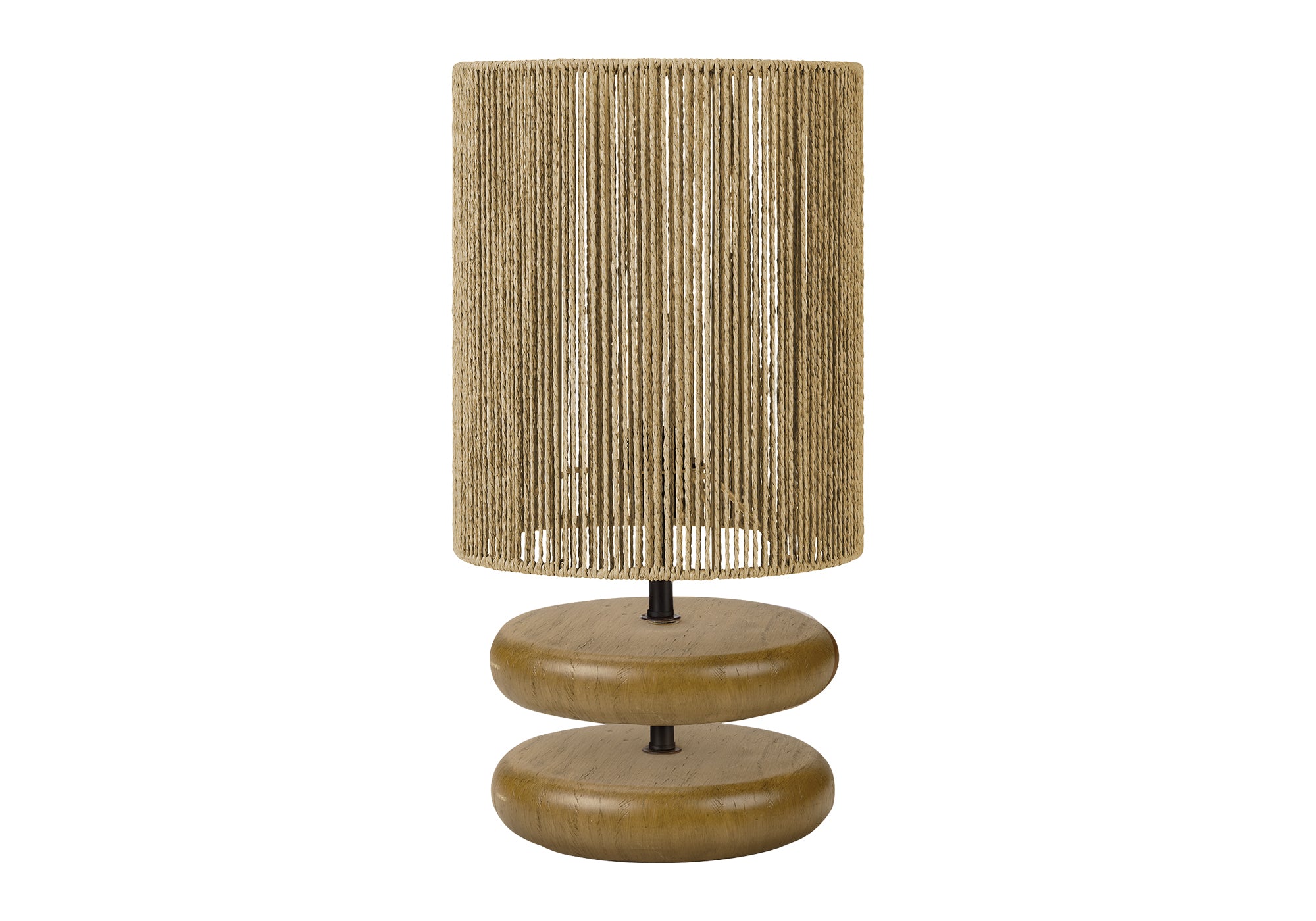MN-609412    Lighting, 19"h, Table Lamp, Light Brown Resin, Beige Rope Shade, Contemporary