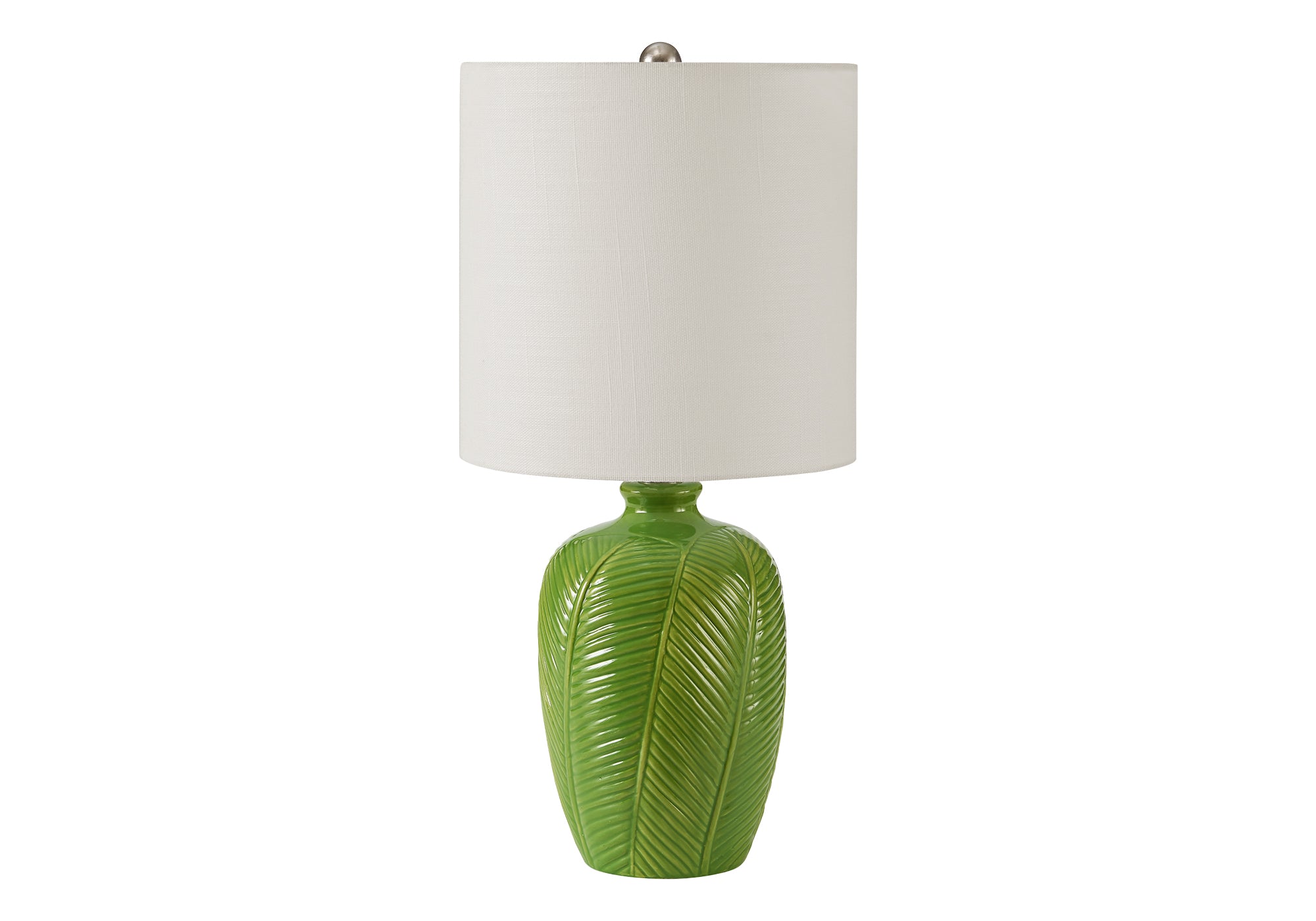 MN-619413    Lighting, 19"h, Table Lamp, Green Ceramic, White Shade, Contemporary