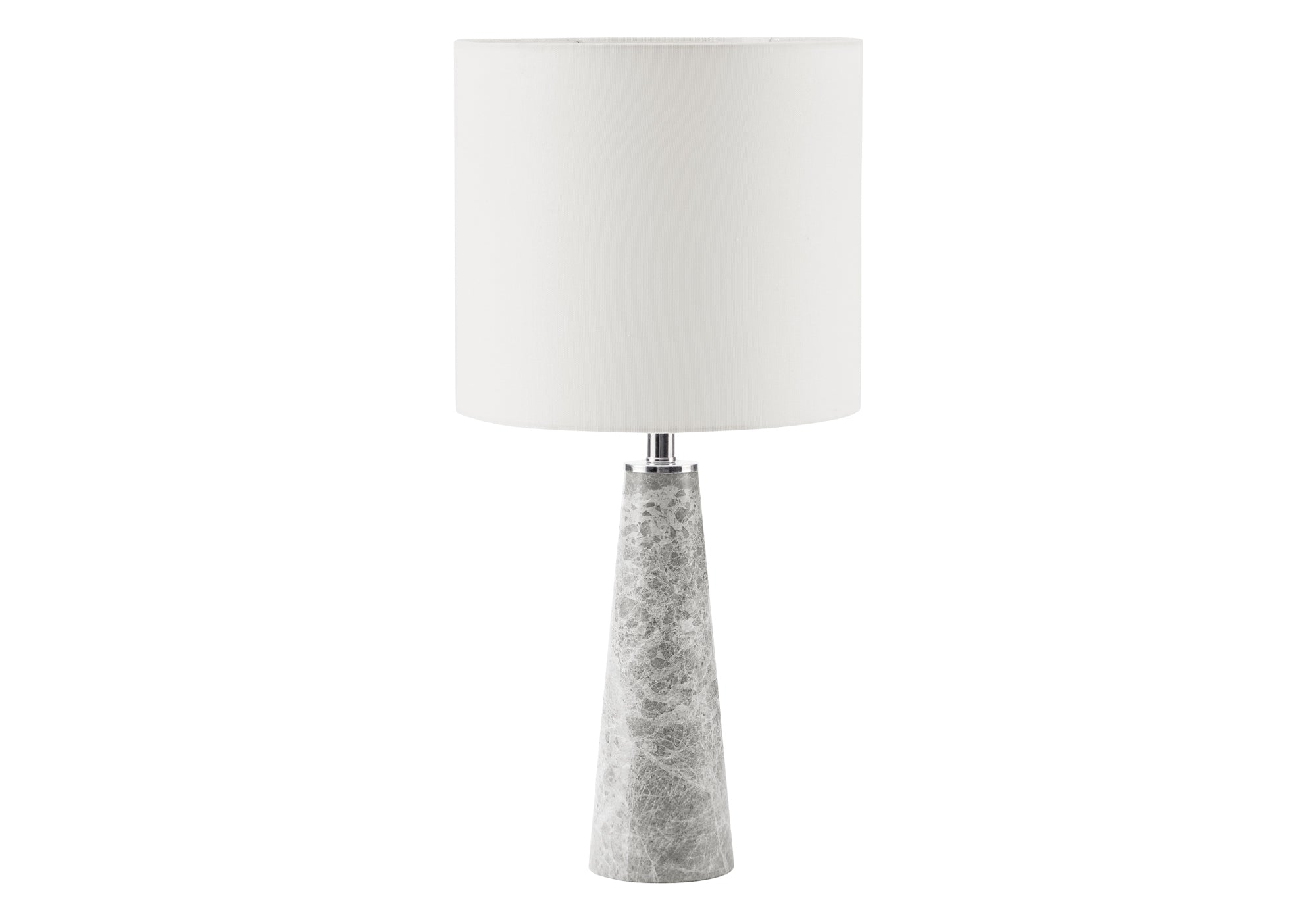 MN-629414    Lighting, 22"h, Table Lamp, Grey Marble, White Shade, Contemporary