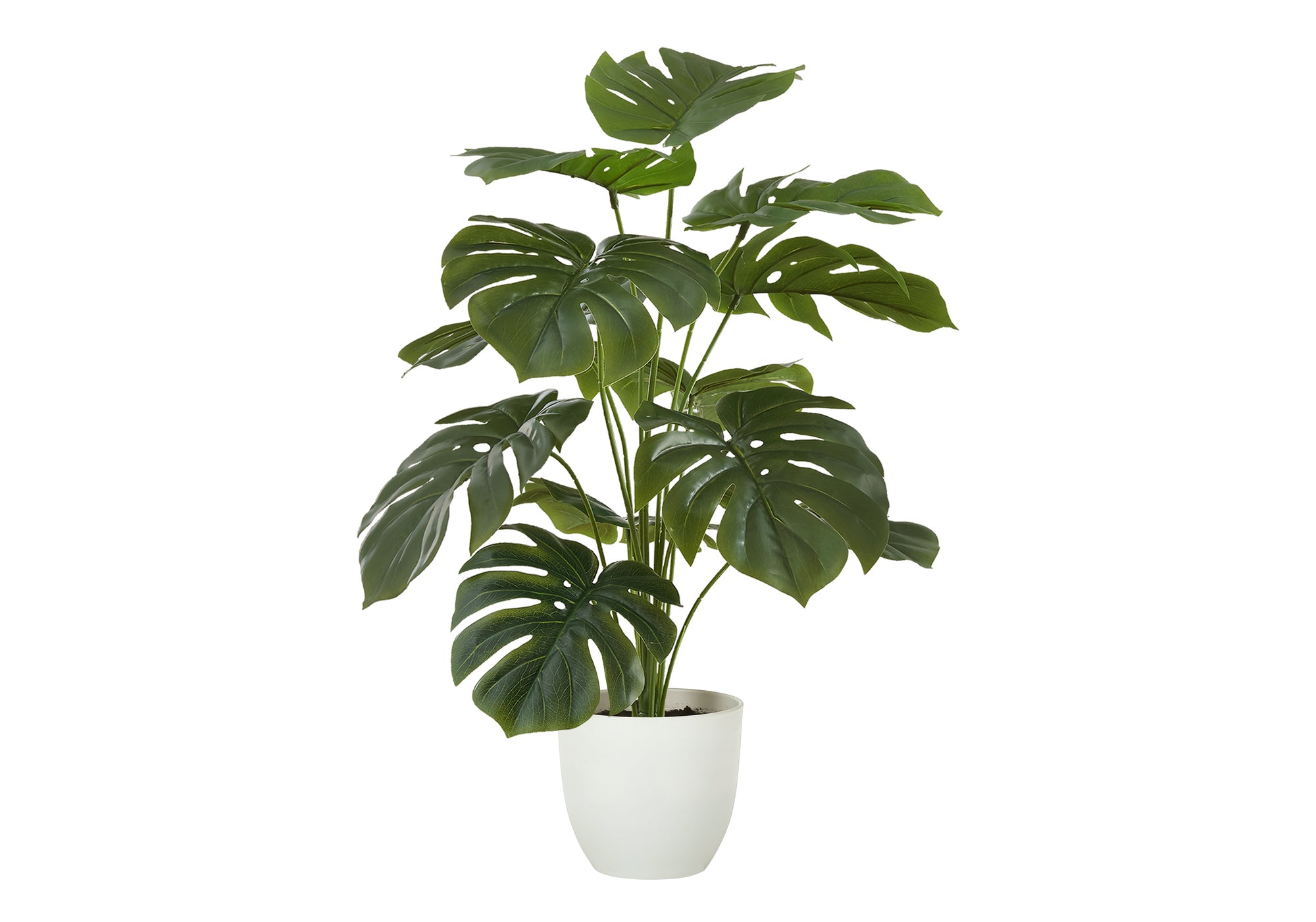 MN-599551    Artificial Plant, 24" Tall, Monstera, Indoor, Faux, Fake, Table, Greenery, Potted, Real Touch, Decorative, Green Leaves, White Pot