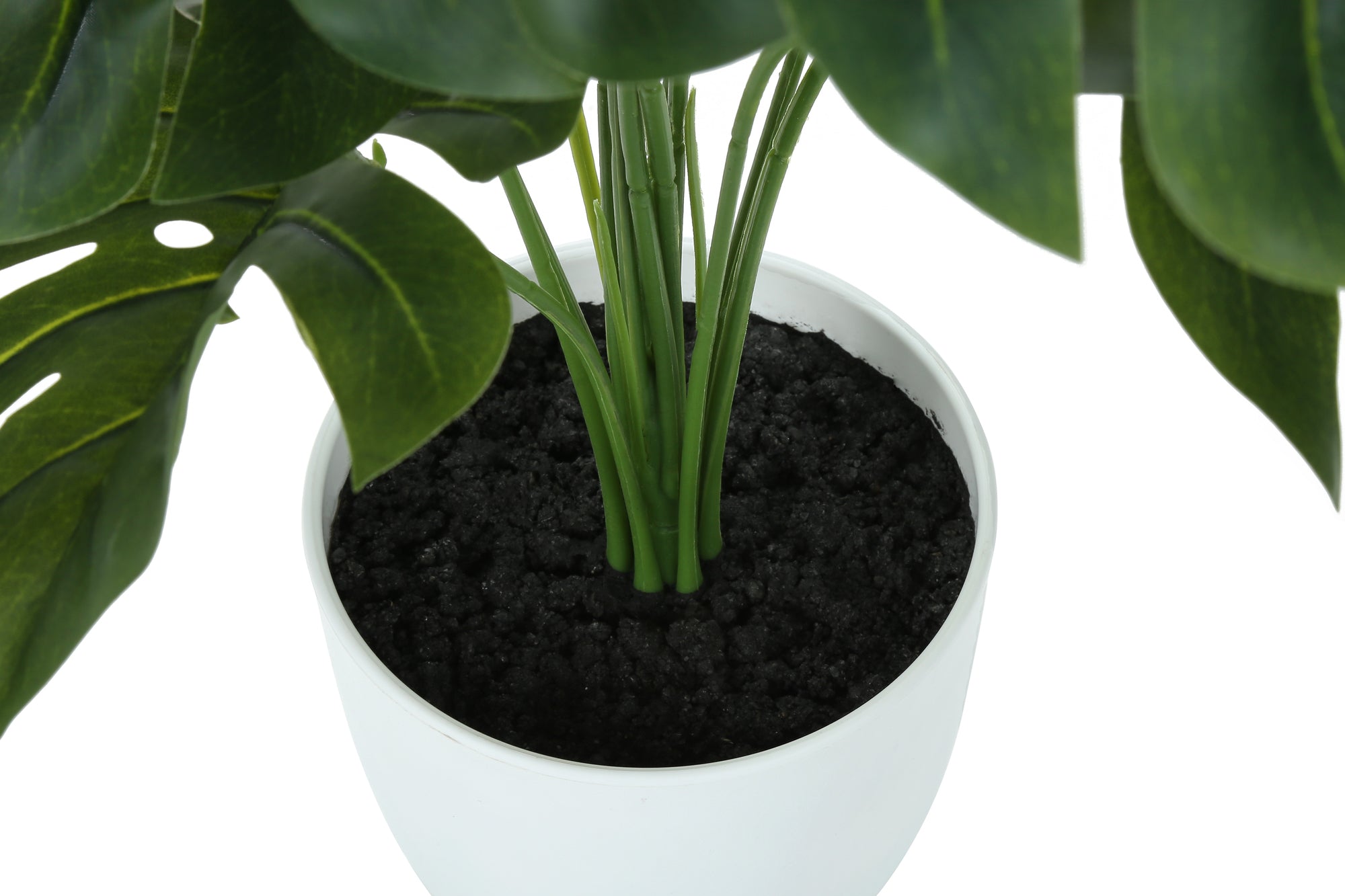 MN-599551    Artificial Plant, 24" Tall, Monstera, Indoor, Faux, Fake, Table, Greenery, Potted, Real Touch, Decorative, Green Leaves, White Pot