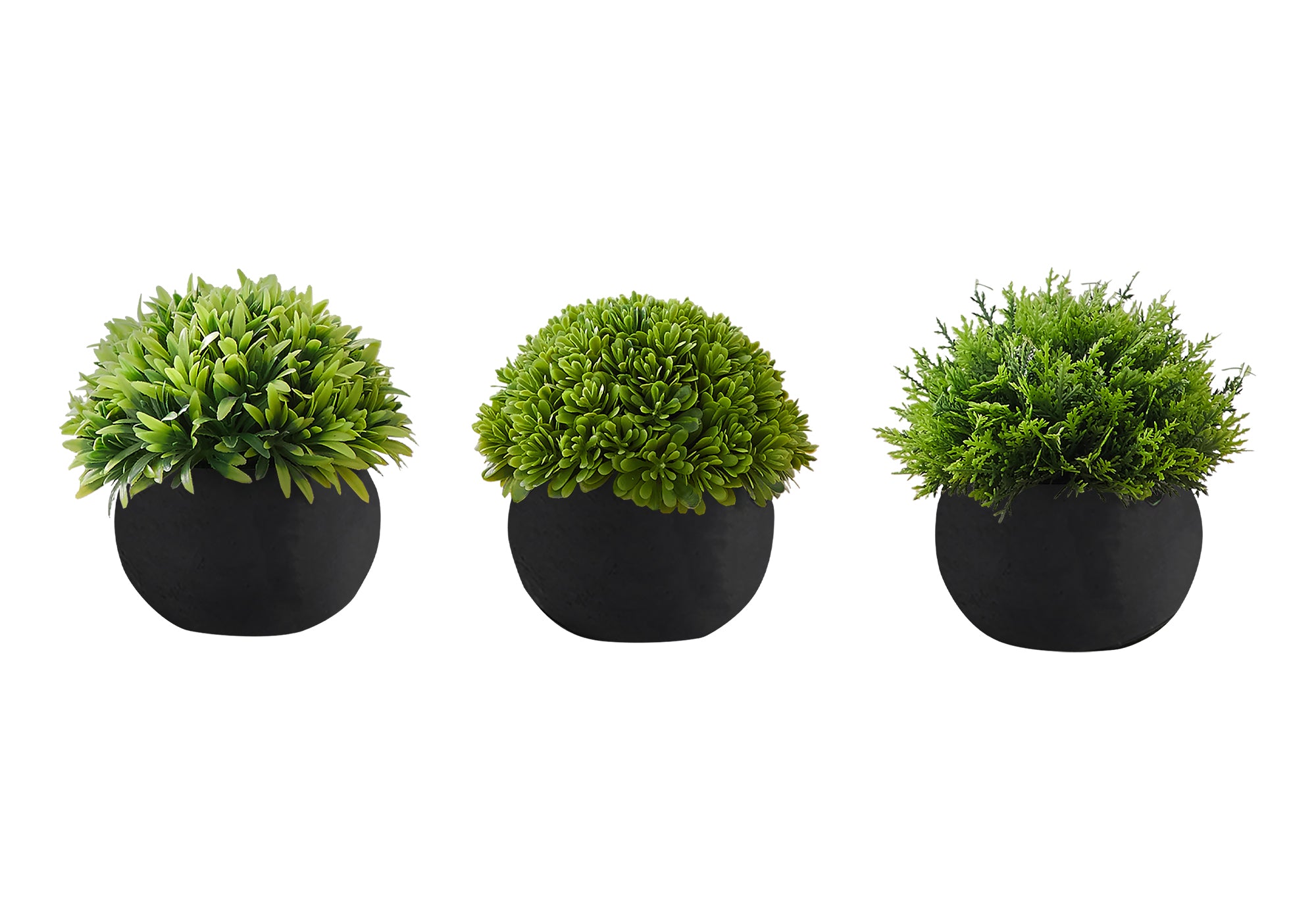 MN-Q599552    Artificial Plant, 5" Tall, Grass, Indoor, Faux, Fake, Table, Greenery, Potted, Set Of 3, Decorative, Green Plants, Black Pots