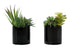 MN-P589554    Artificial Plant, 7" Tall, Succulent, Indoor, Faux, Fake, Table, Greenery, Potted, Set Of 2, Decorative, Green Plants, Glossy Black Pots