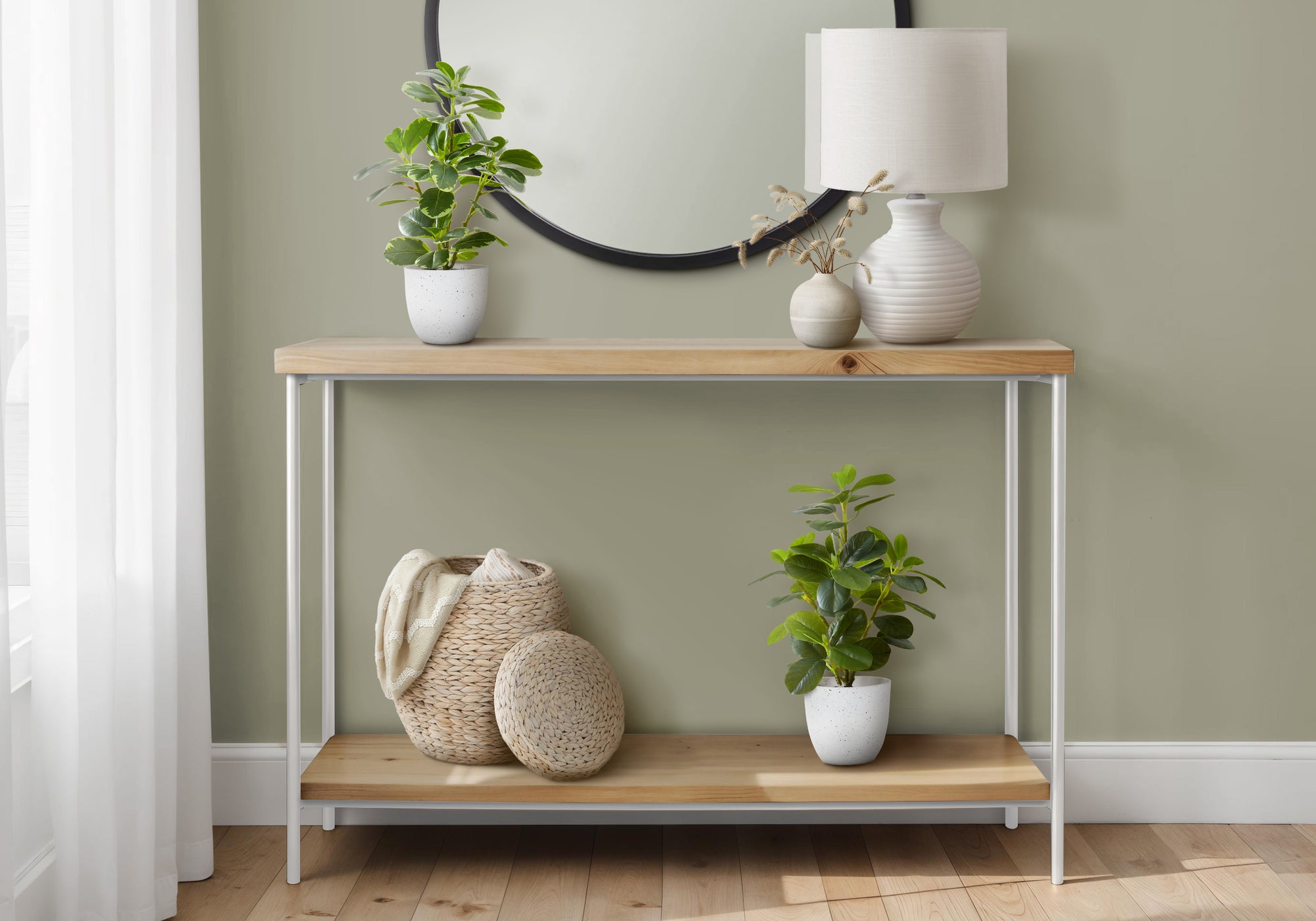 MN-R659557    Artificial Plant, 14" Tall, Ficus, Indoor, Faux, Fake, Table, Greenery, Potted, Set Of 2, Decorative, Green Leaves, White Pots