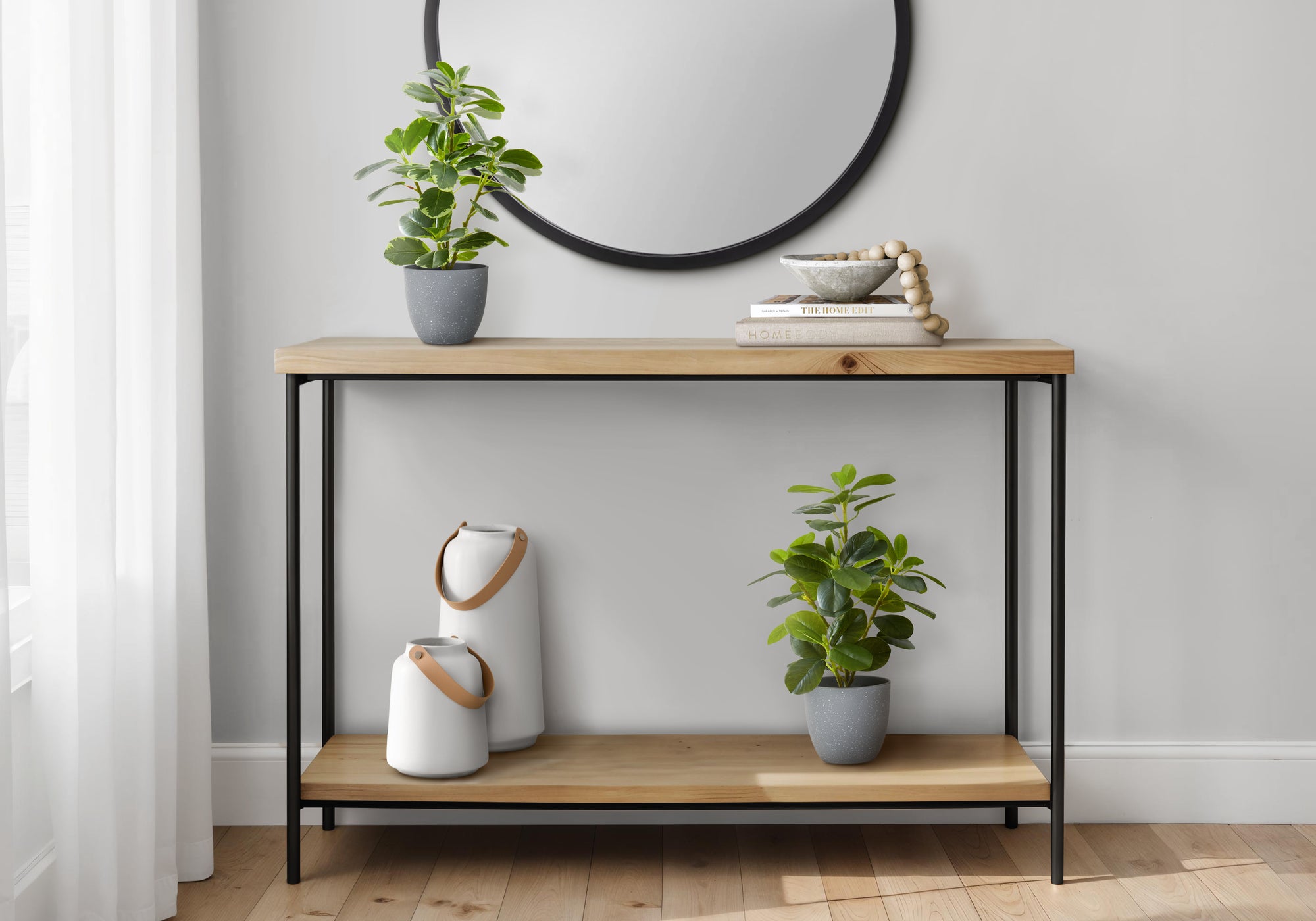 MN-669558    Artificial Plant, 14" Tall, Ficus, Indoor, Faux, Fake, Table, Greenery, Potted, Set Of 2, Decorative, Green Leaves, Grey Pots