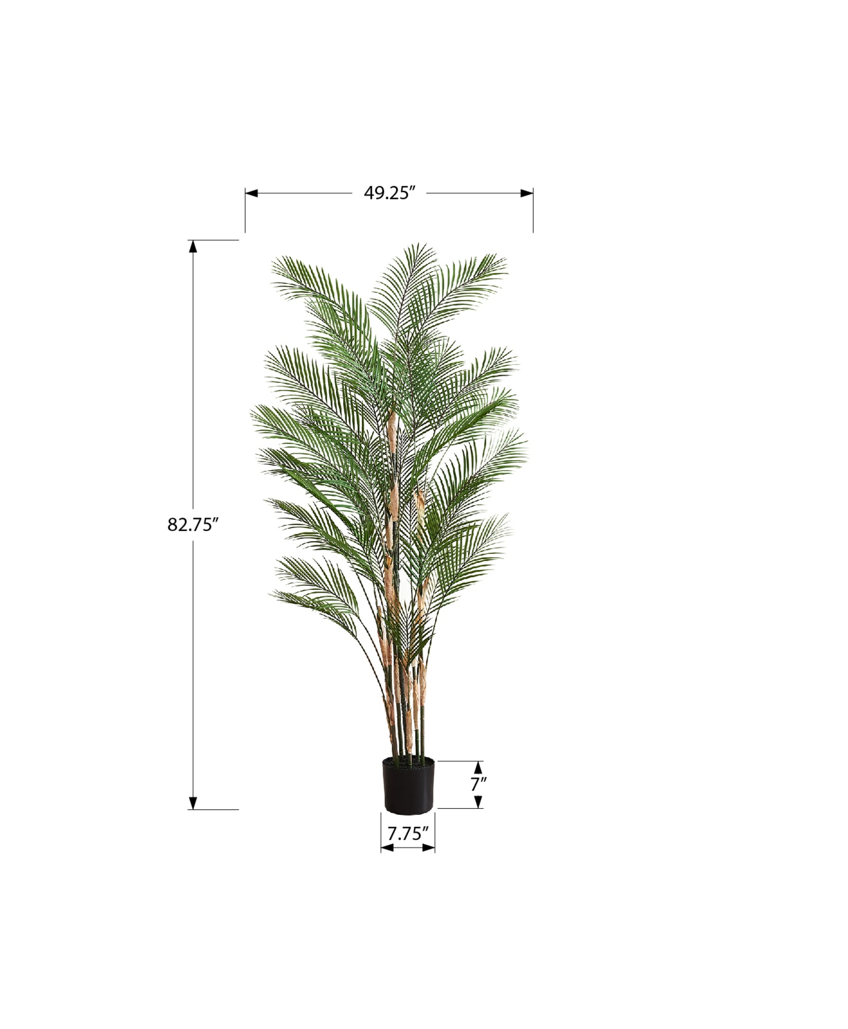 MN-959590    Artificial Plant, 83" Tall, Palm Tree, Decorative, Floor, Indoor, Potted, Real Touch, Green Leaves, Black Pot