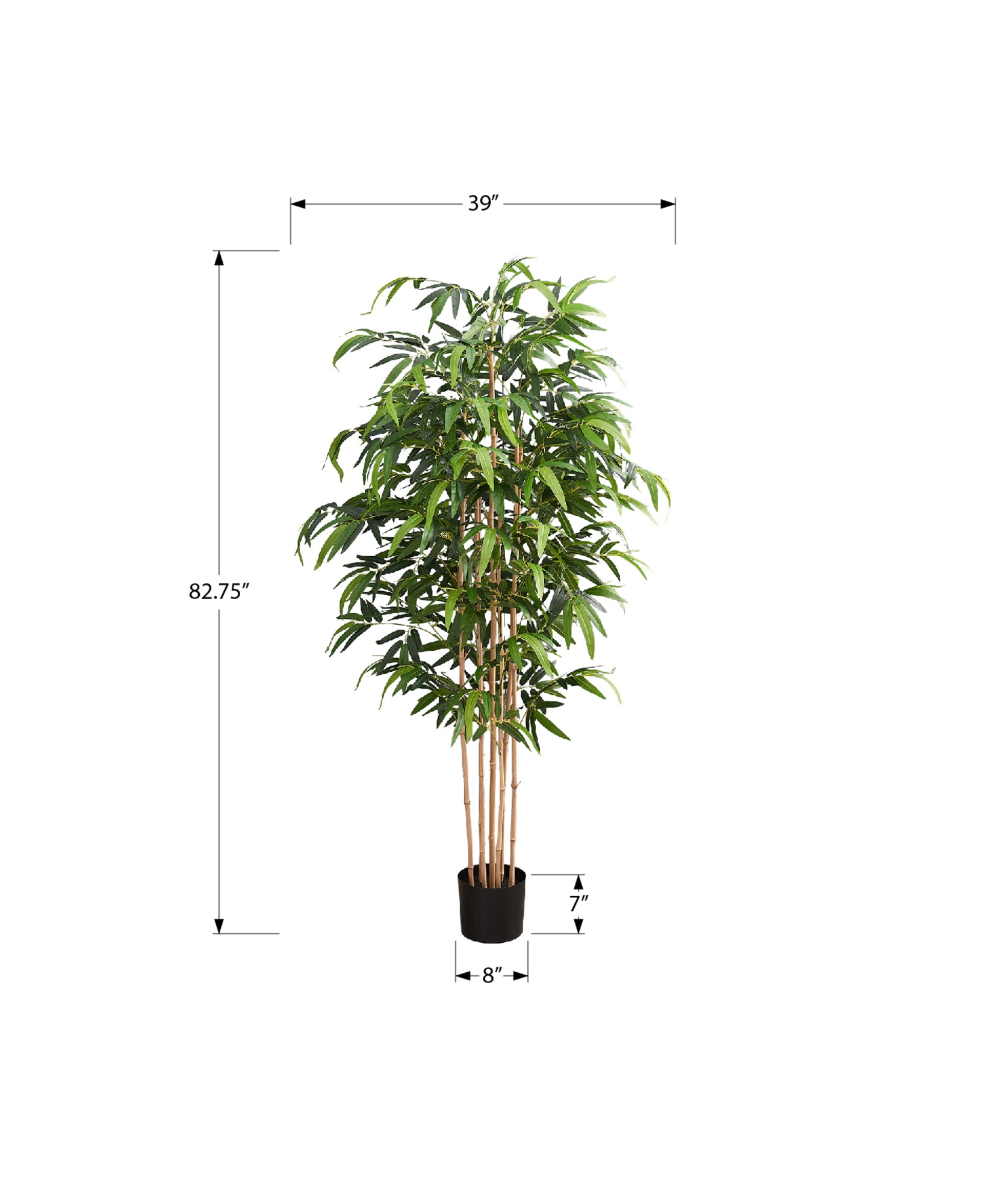MN-979592    Artificial Plant, 83" Tall, Bamboo Tree, Floor, Indoor, Potted, Real Touch, Green Leaves, Black Pot