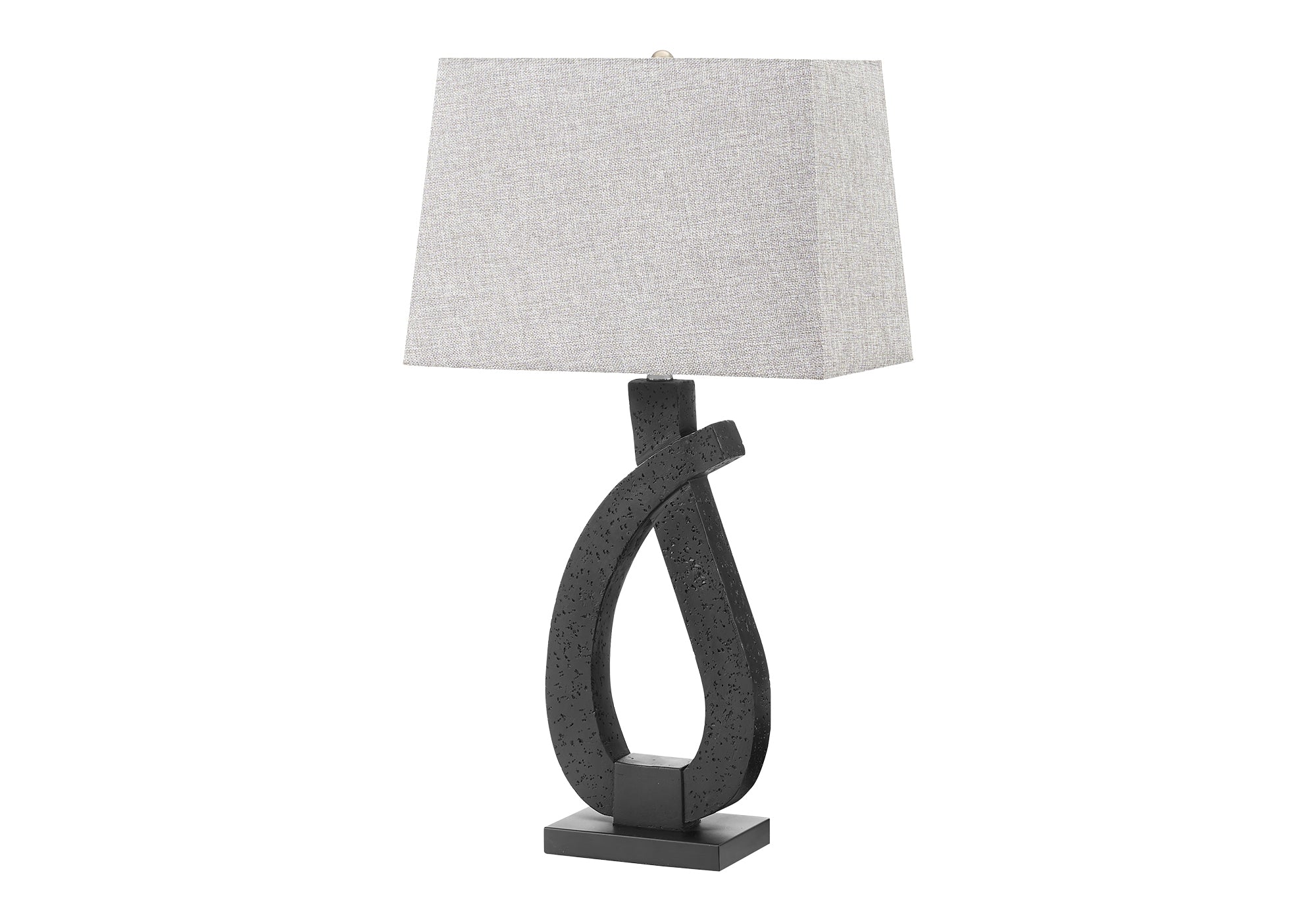 MN-599611    Lighting, 30"h, Table Lamp, Black Resin, Grey Shade, Contemporary
