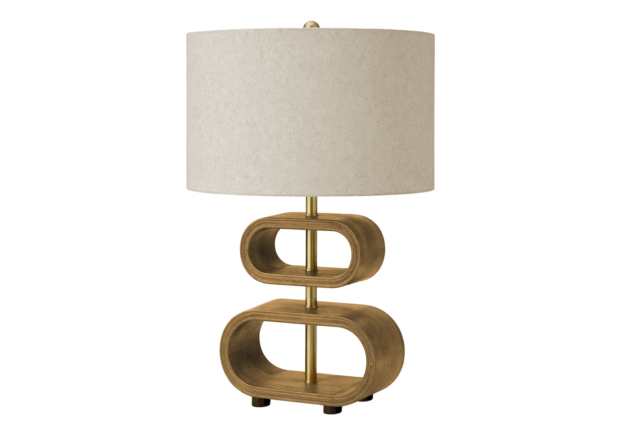 MN-649616    Lighting, 20"h, Brown Wood Look, Beige Shade, Contemporary