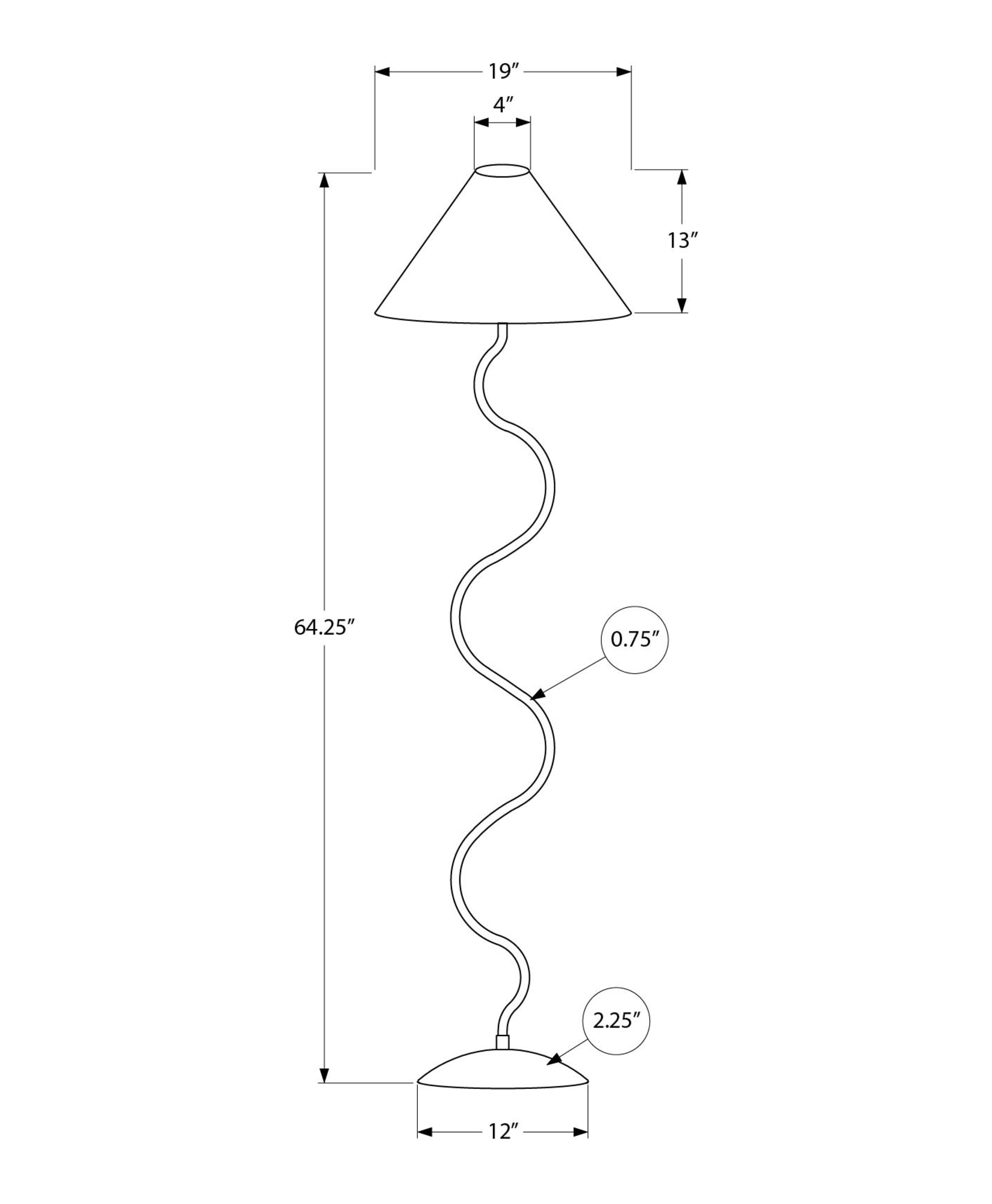 MN-W229627    Lighting, 64"h, Floor Lamp, Black Metal, Ivory / Cream Shade, Contemporary