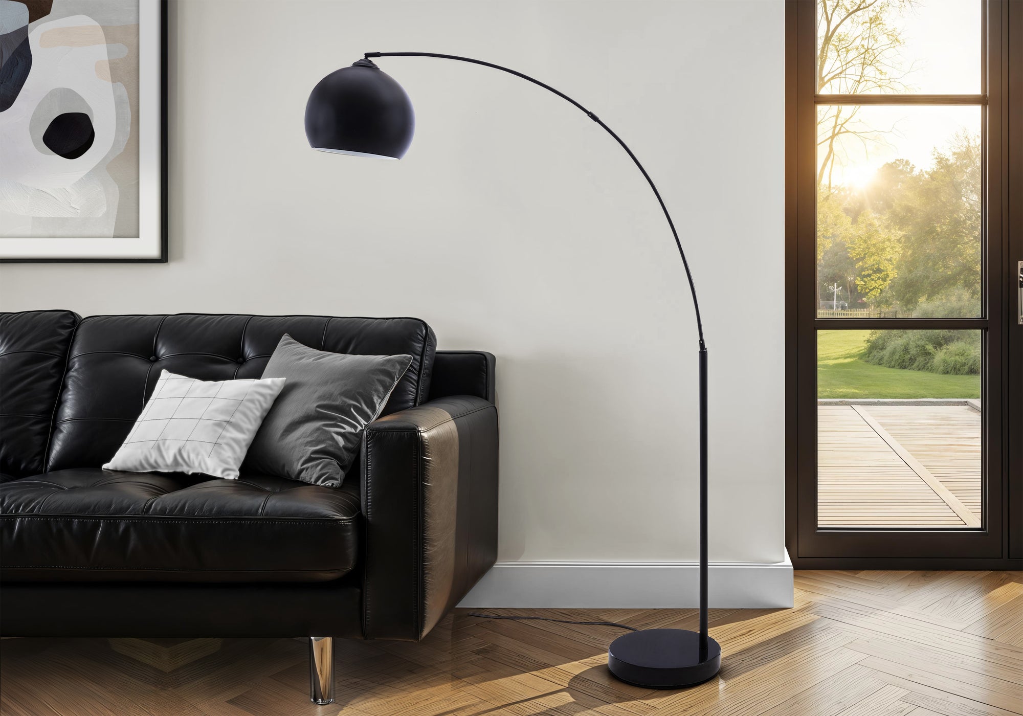 MN-S299634    Lighting, 74"h, Floor Lamp, Black Metal, Contemporary