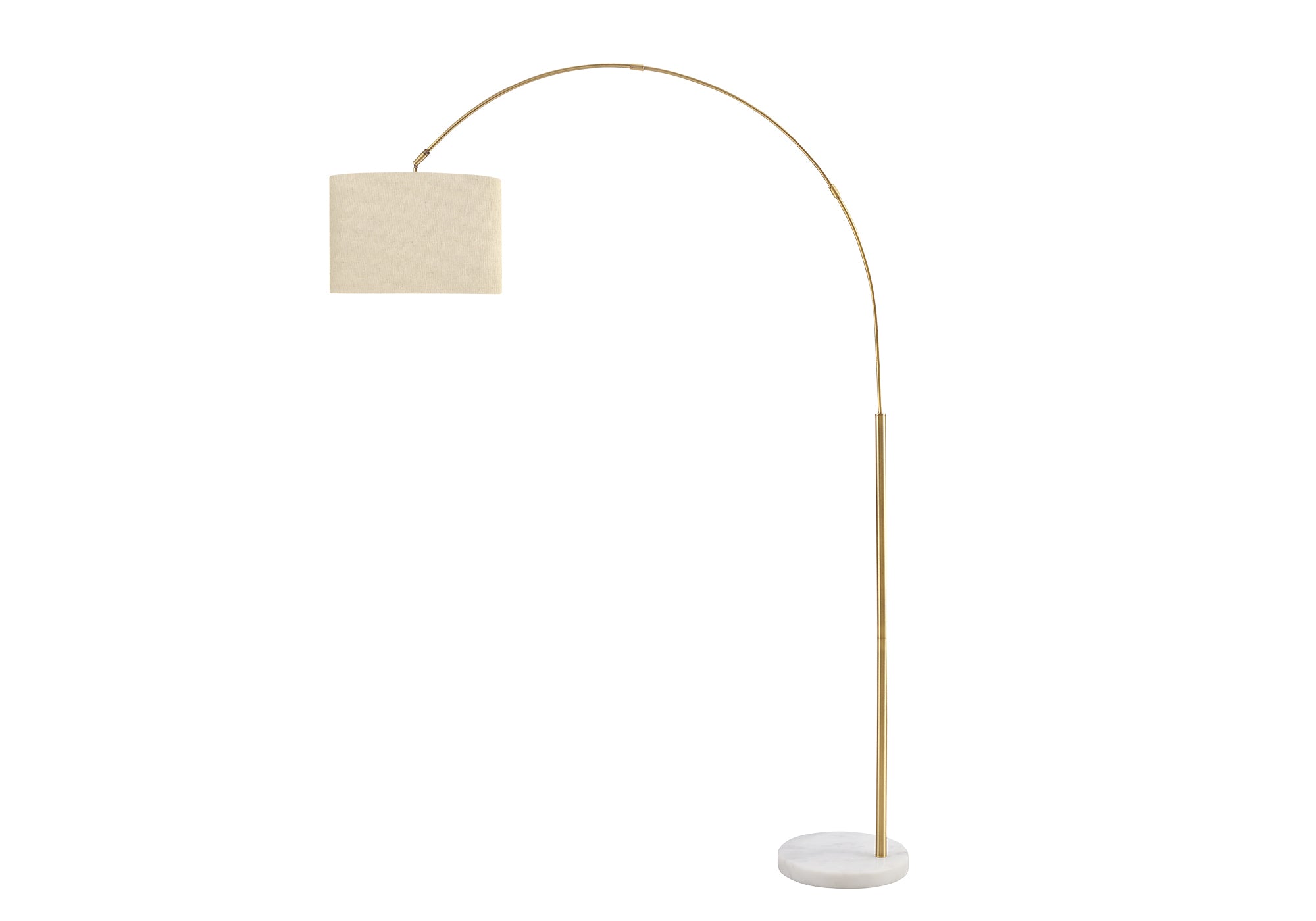 MN-359640    Lighting, 79"h, Floor Lamp, Brass Metal, Beige Shade, Contemporary