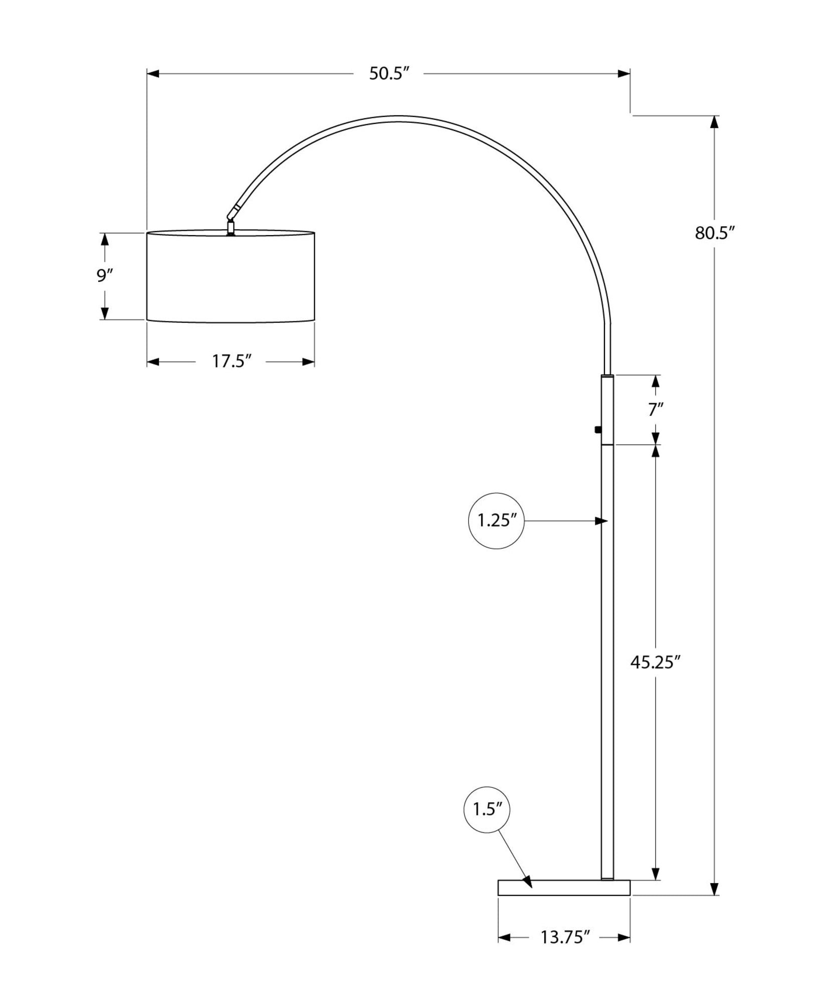 MN-A369641    Lighting, 81"h, Floor Lamp, Black Metal, Black Shade, Contemporary