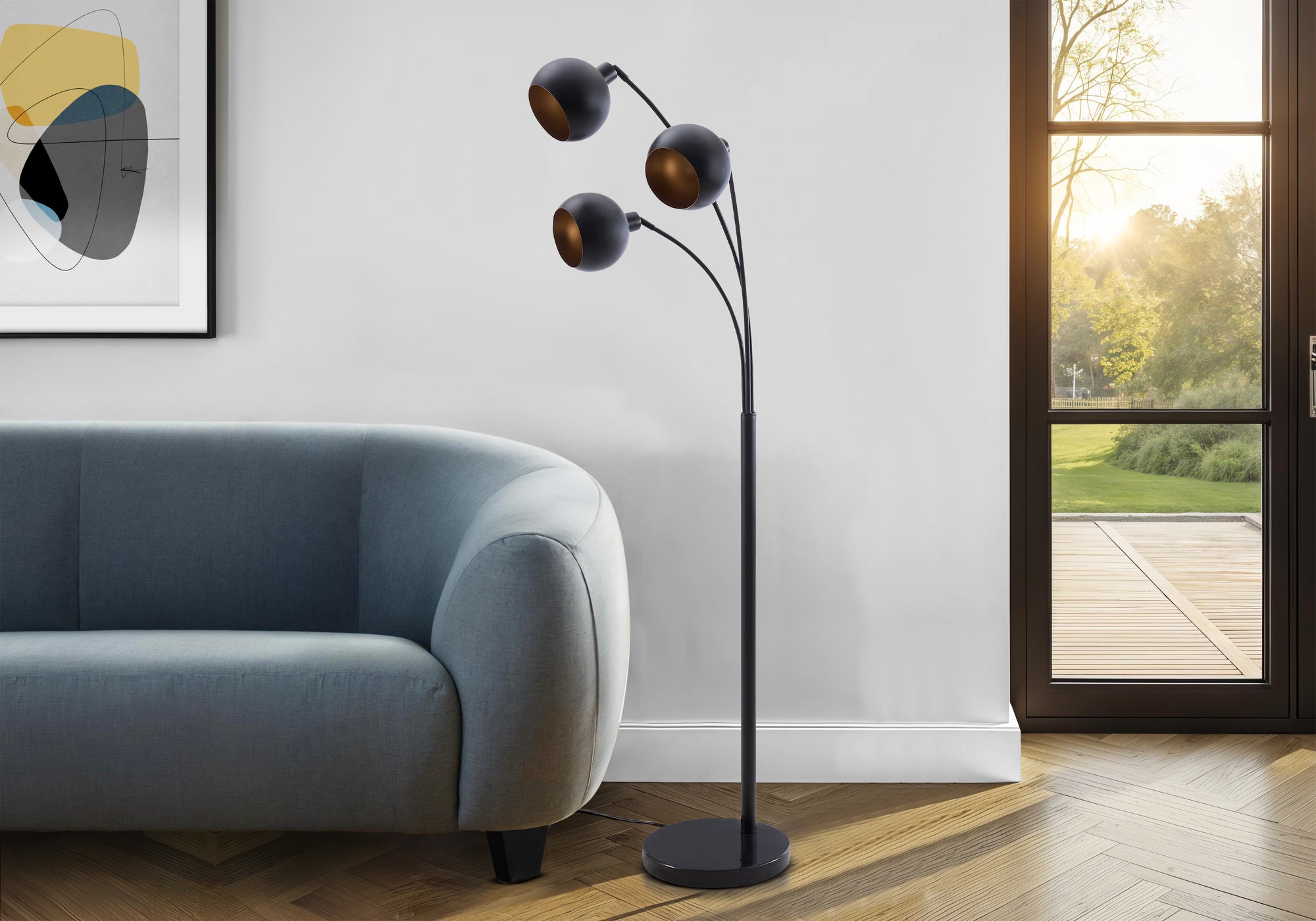 MN-F439648    Lighting, 71"h, Floor Lamp, Black Metal, Contemporary