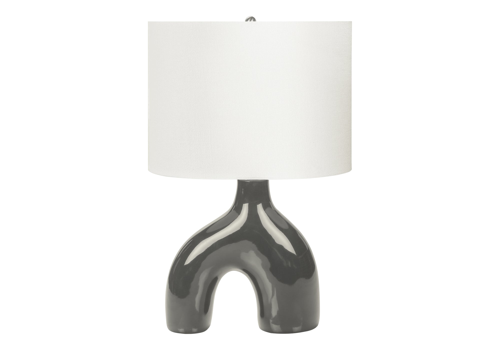 MN-A569660    Lighting, 25"H, Table Lamp, Dark Grey Ceramic, Ivory / Cream Shade, Contemporary, Modern