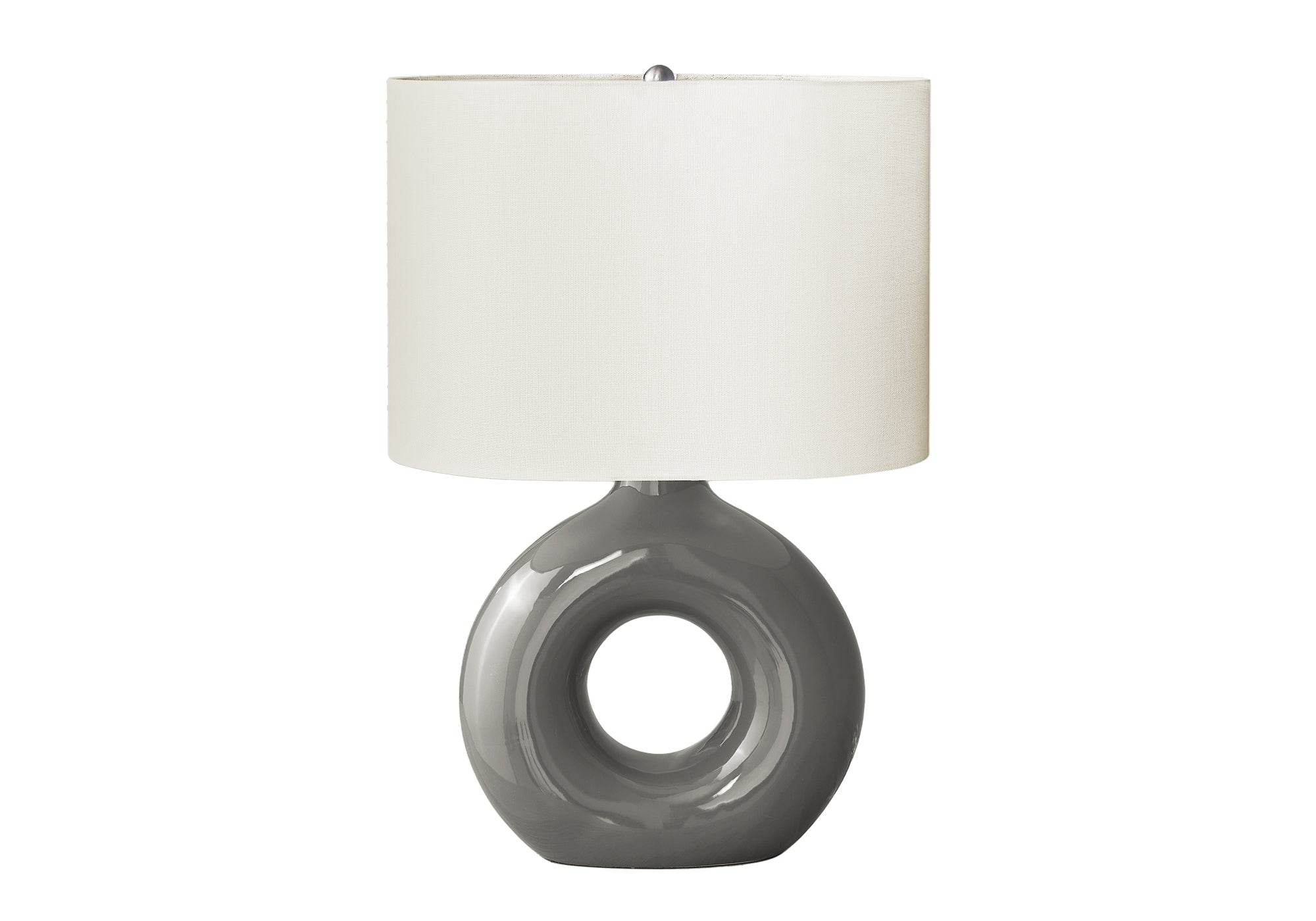 MN-U639667    Lighting, 24"H, Table Lamp, Dark Grey Ceramic, Ivory / Cream Shade, Contemporary
