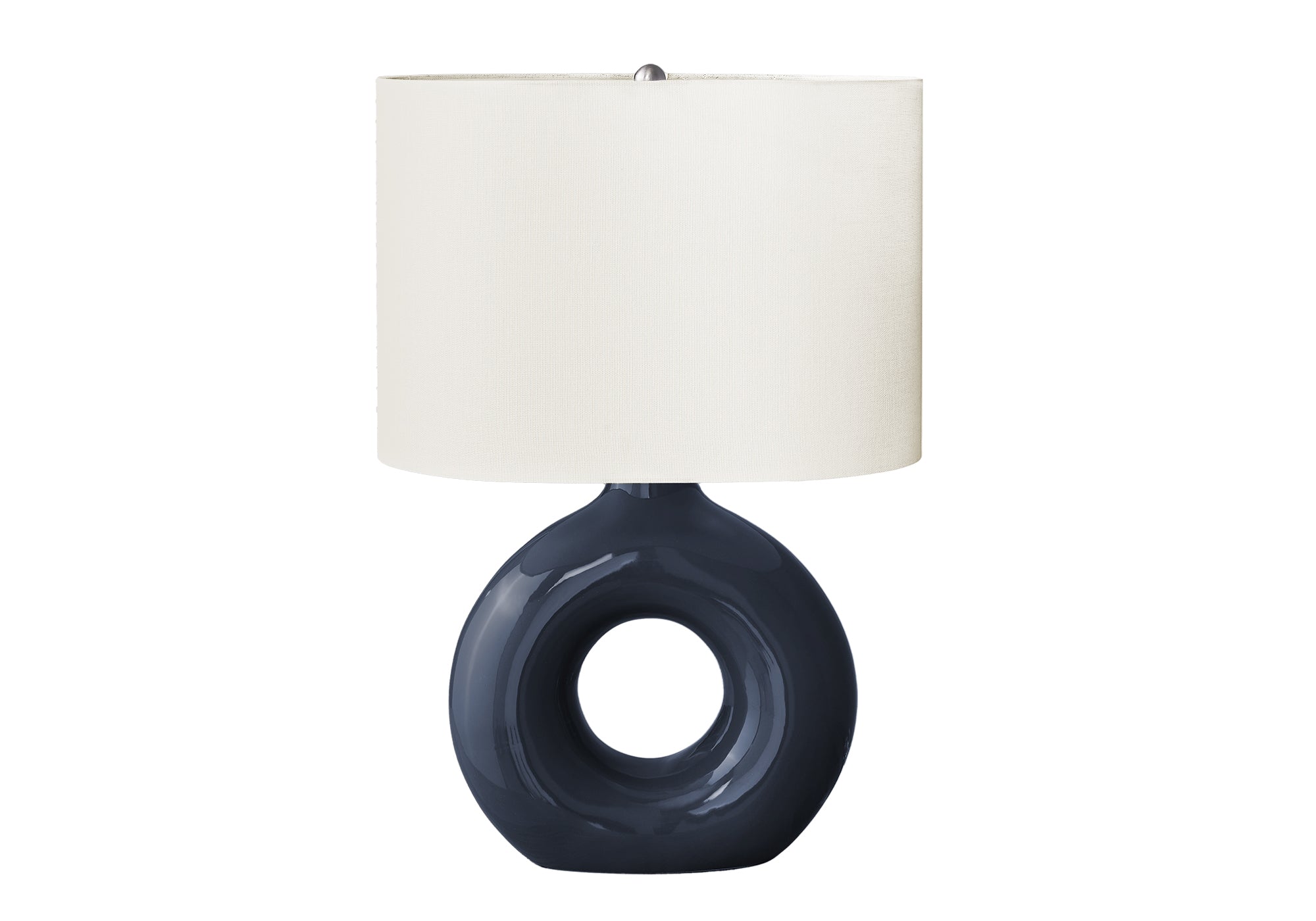 MN-U639670    Lighting, 24"H, Table Lamp, Blue Ceramic, Ivory / Cream Shade, Contemporary, Modern