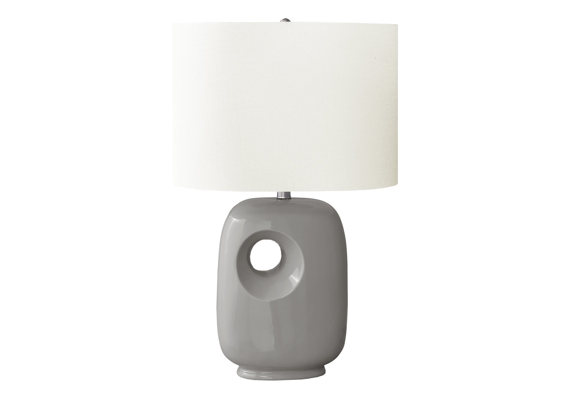 MN-U709675    Lighting, 26"H, Table Lamp, Grey Ceramic, Ivory / Cream Shade, Contemporary, Modern