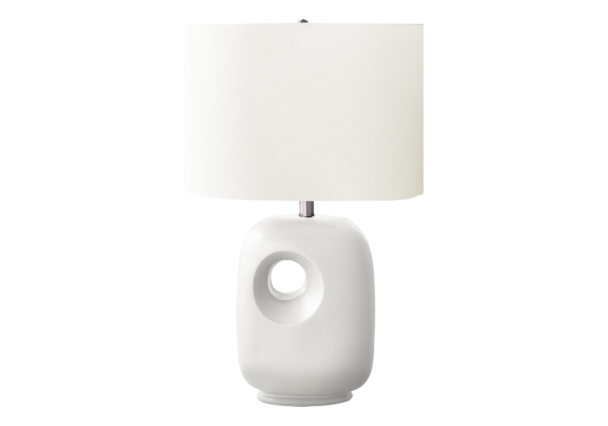 MN-U709679    Lighting, 26"H, Table Lamp, White Ceramic, Ivory / Cream Shade, Contemporary, Modern