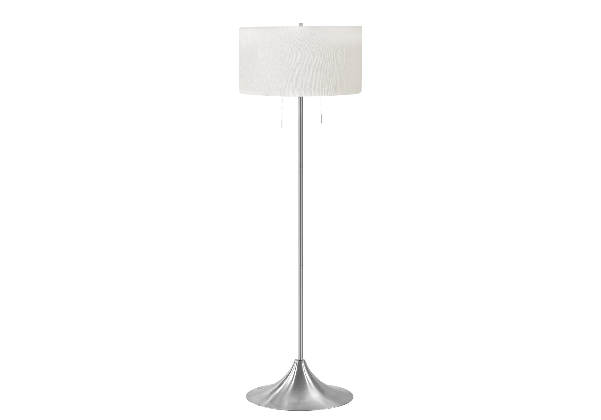MN-E769681    Lighting, 61"h, Floor Lamp, Silver Metal, Ivory / Cream Shade, Contemporary