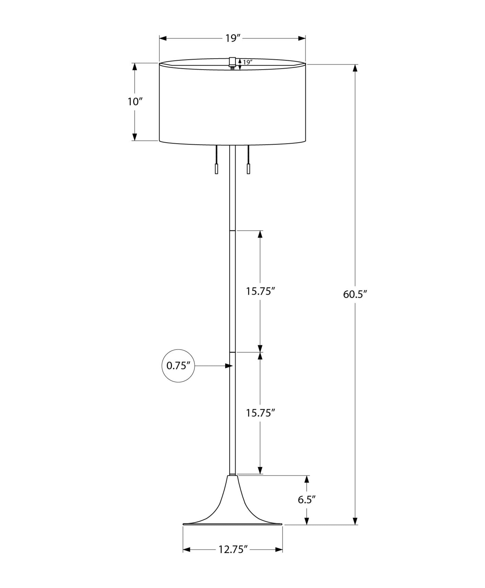 MN-E769681    Lighting, 61"h, Floor Lamp, Silver Metal, Ivory / Cream Shade, Contemporary