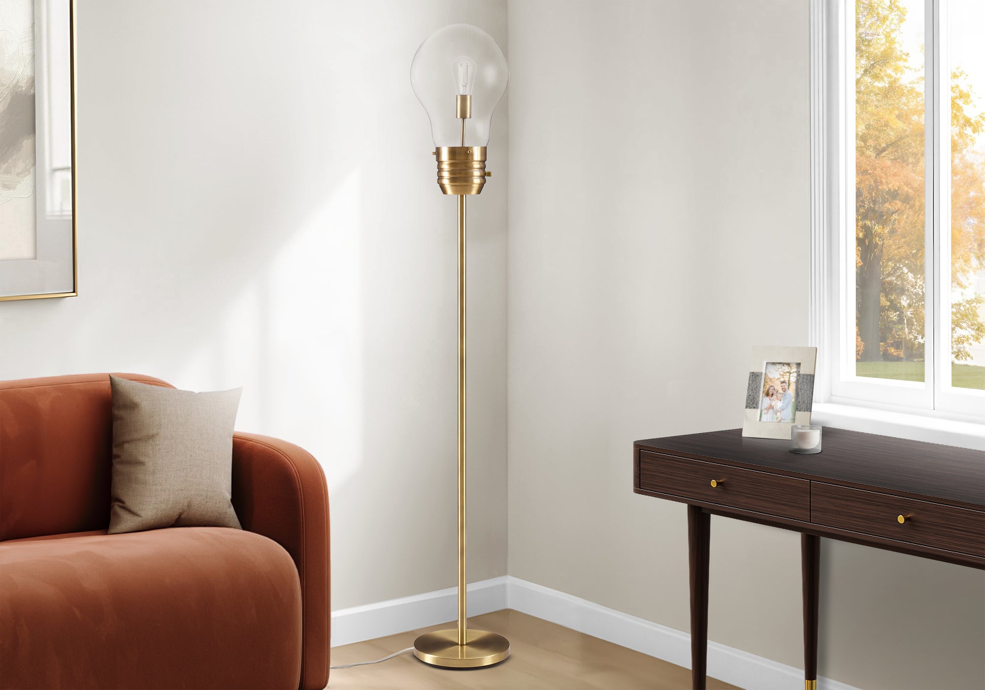 MN-779682    Lighting, 71"h, Floor Lamp, Brass Metal, Contemporary