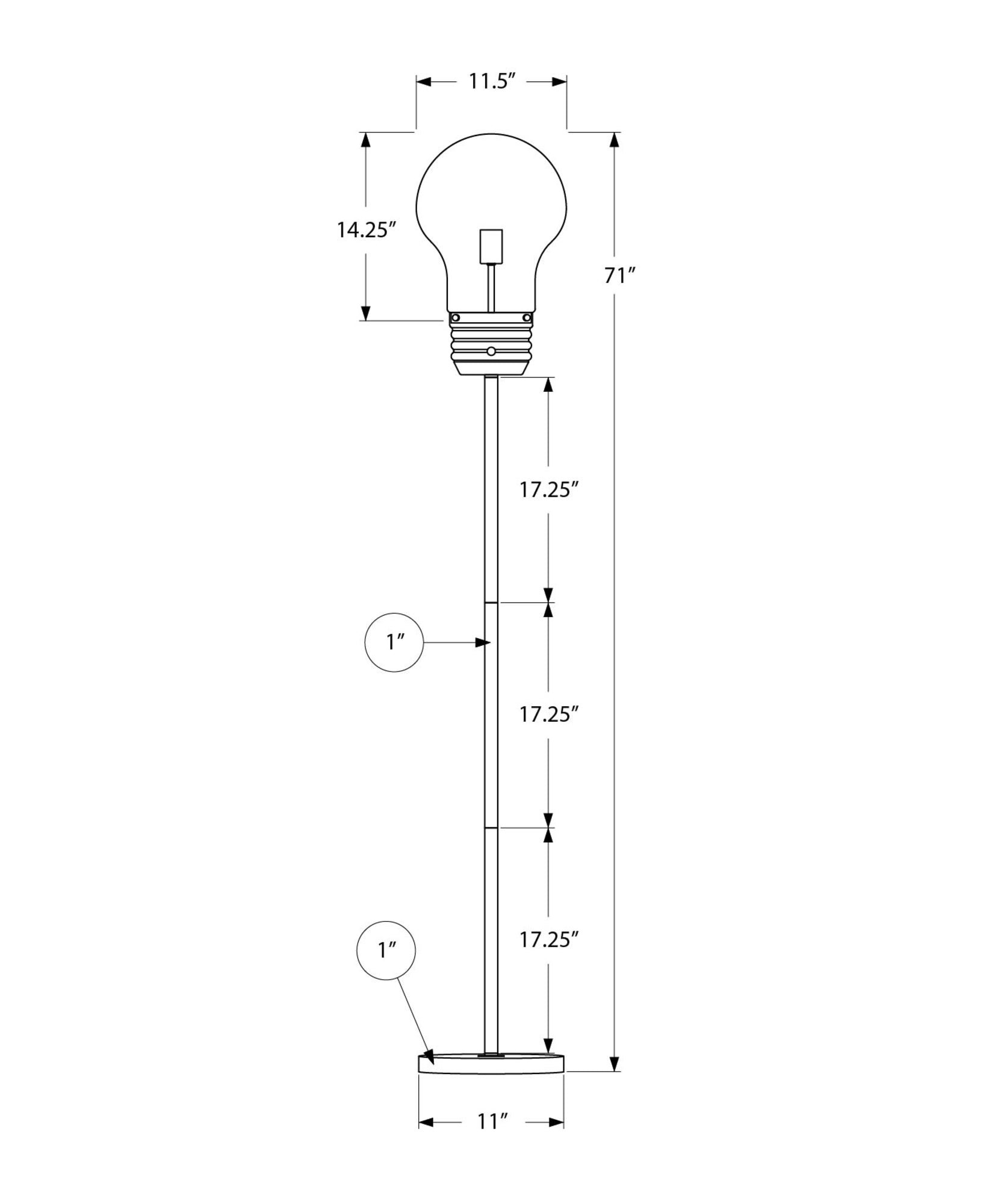 MN-779682    Lighting, 71"h, Floor Lamp, Brass Metal, Contemporary