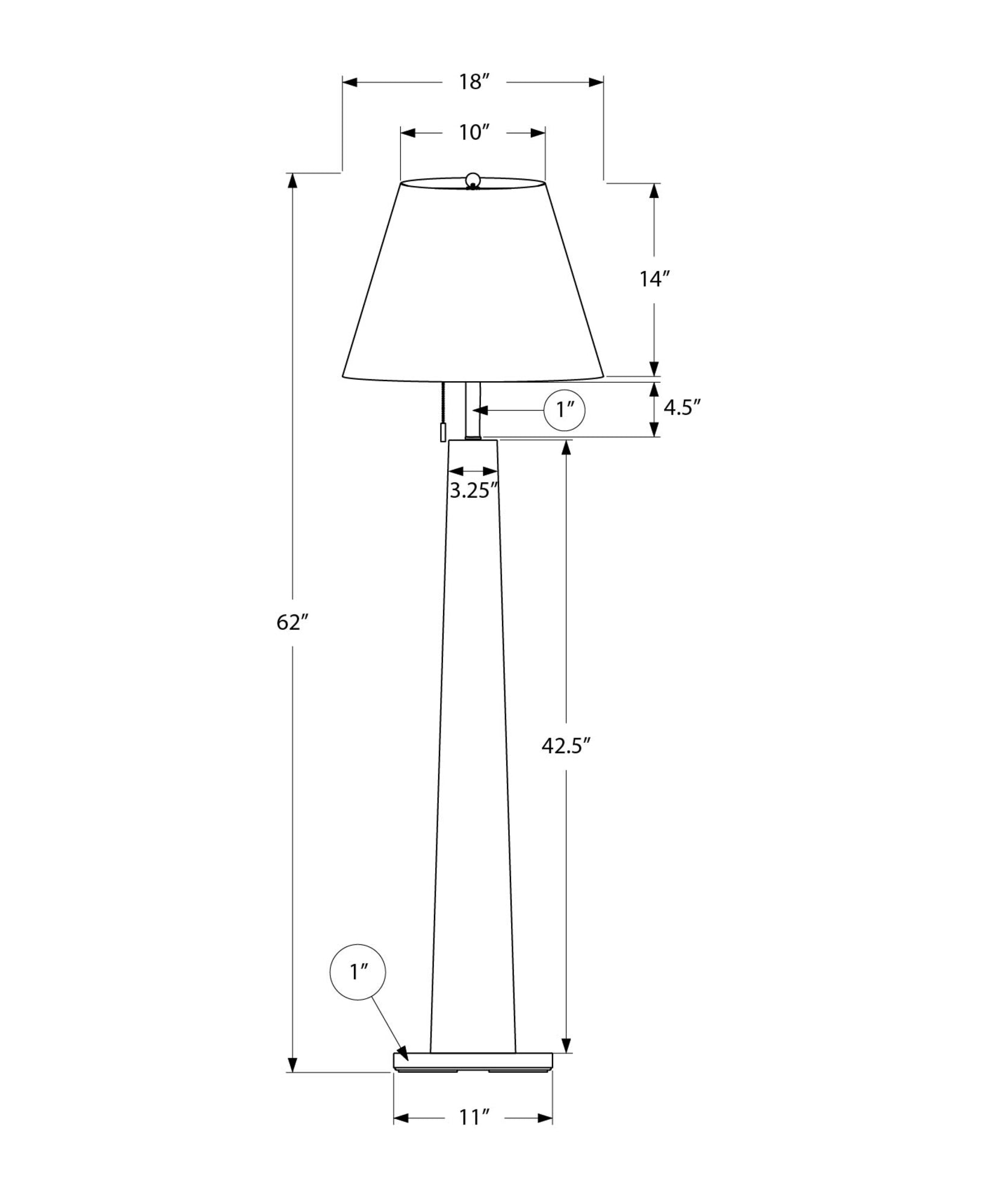 MN-789683    Lighting, 62"h, Floor Lamp, Black Metal, Beige Shade, Contemporary